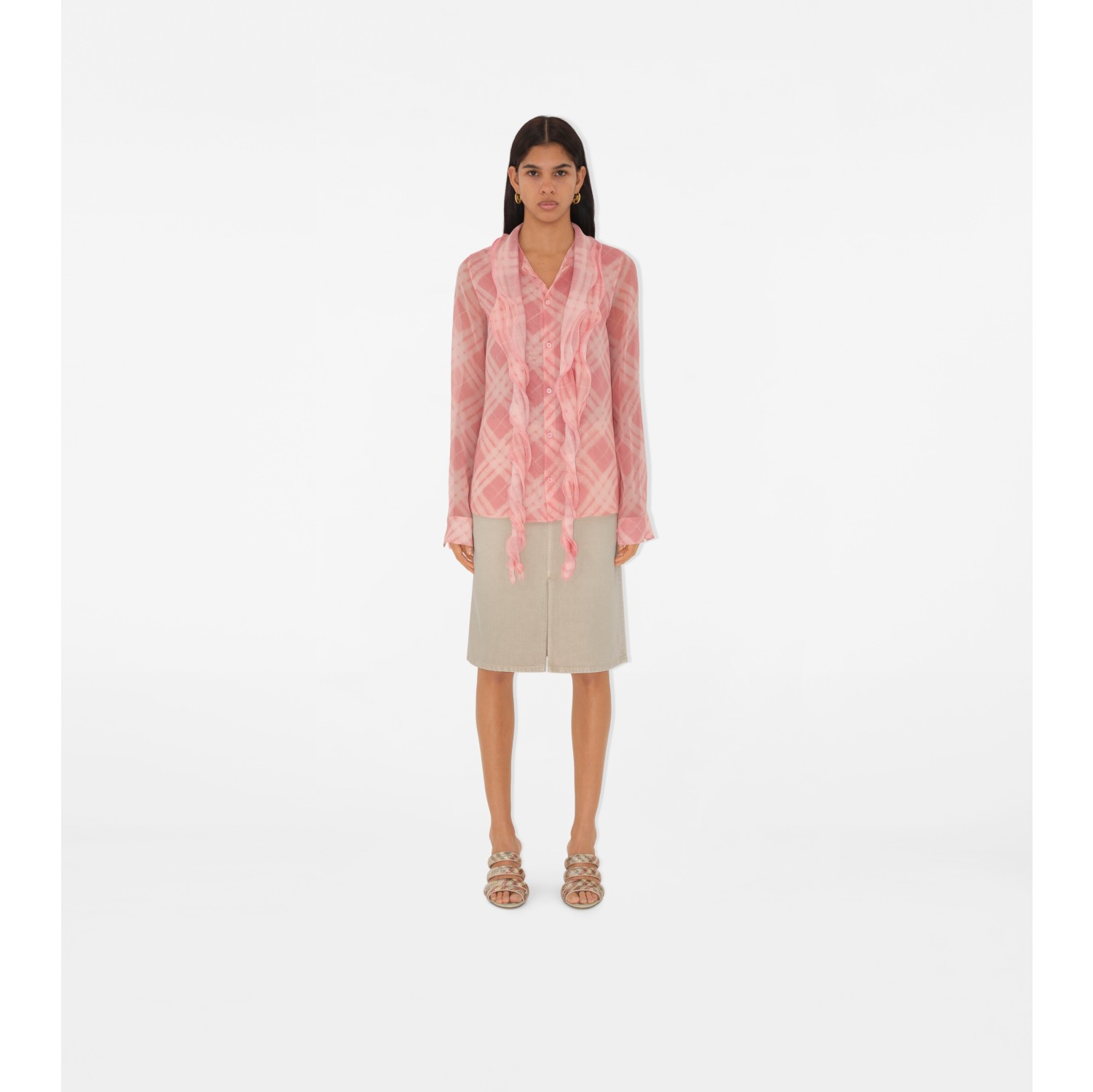 Check Mesh Mews Strap Mules​ in Gloss - Women | Burberry