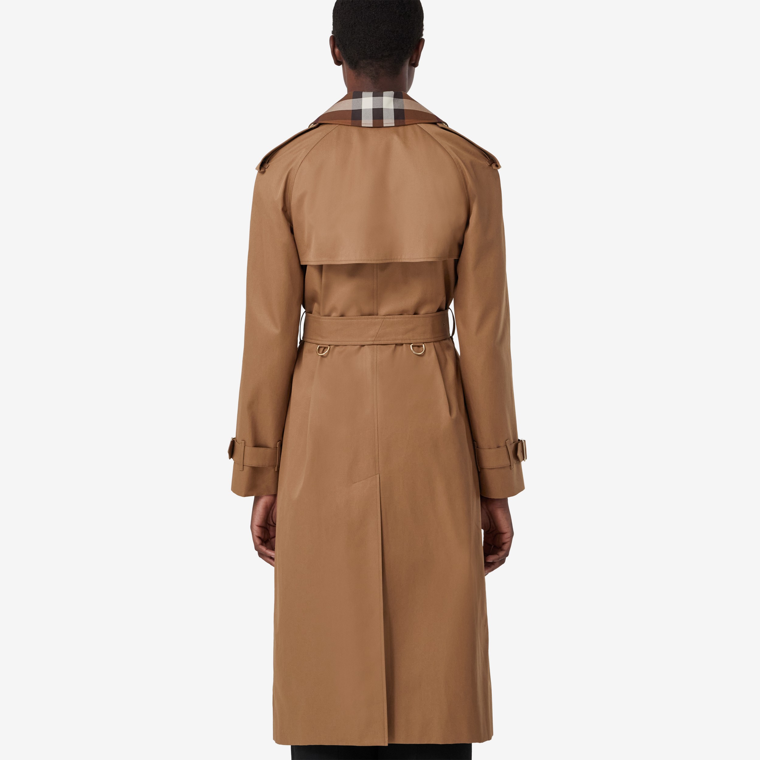 Check Collar Gabardine Waterloo Trench Coat in Dusty Caramel - Women | Burberry® Official - 3