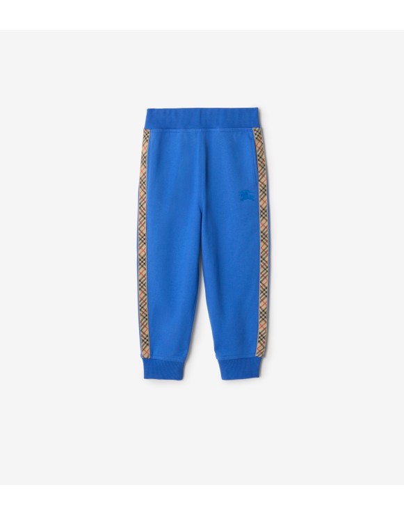 Check Trim Cotton Jogging Pants