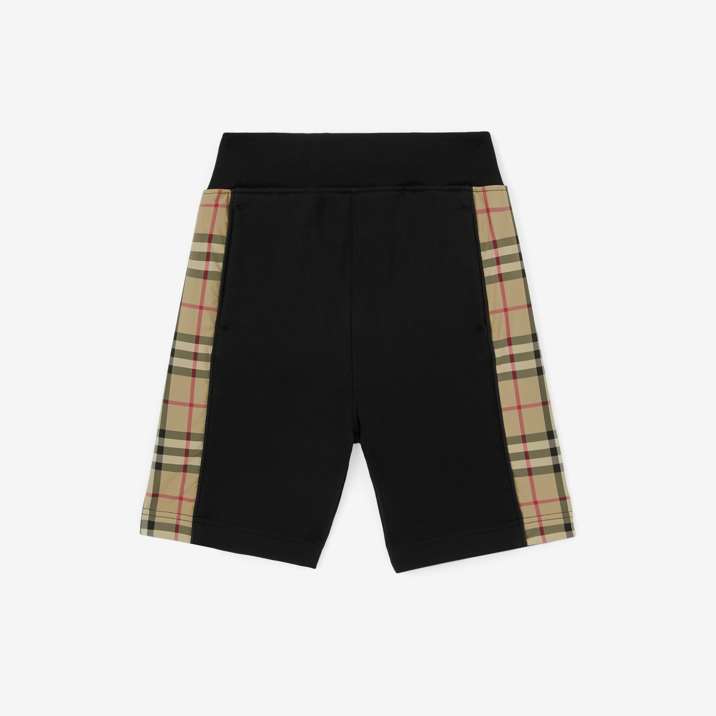 Vintage Check Panel Cotton Shorts in Black | Burberry® Official - 1