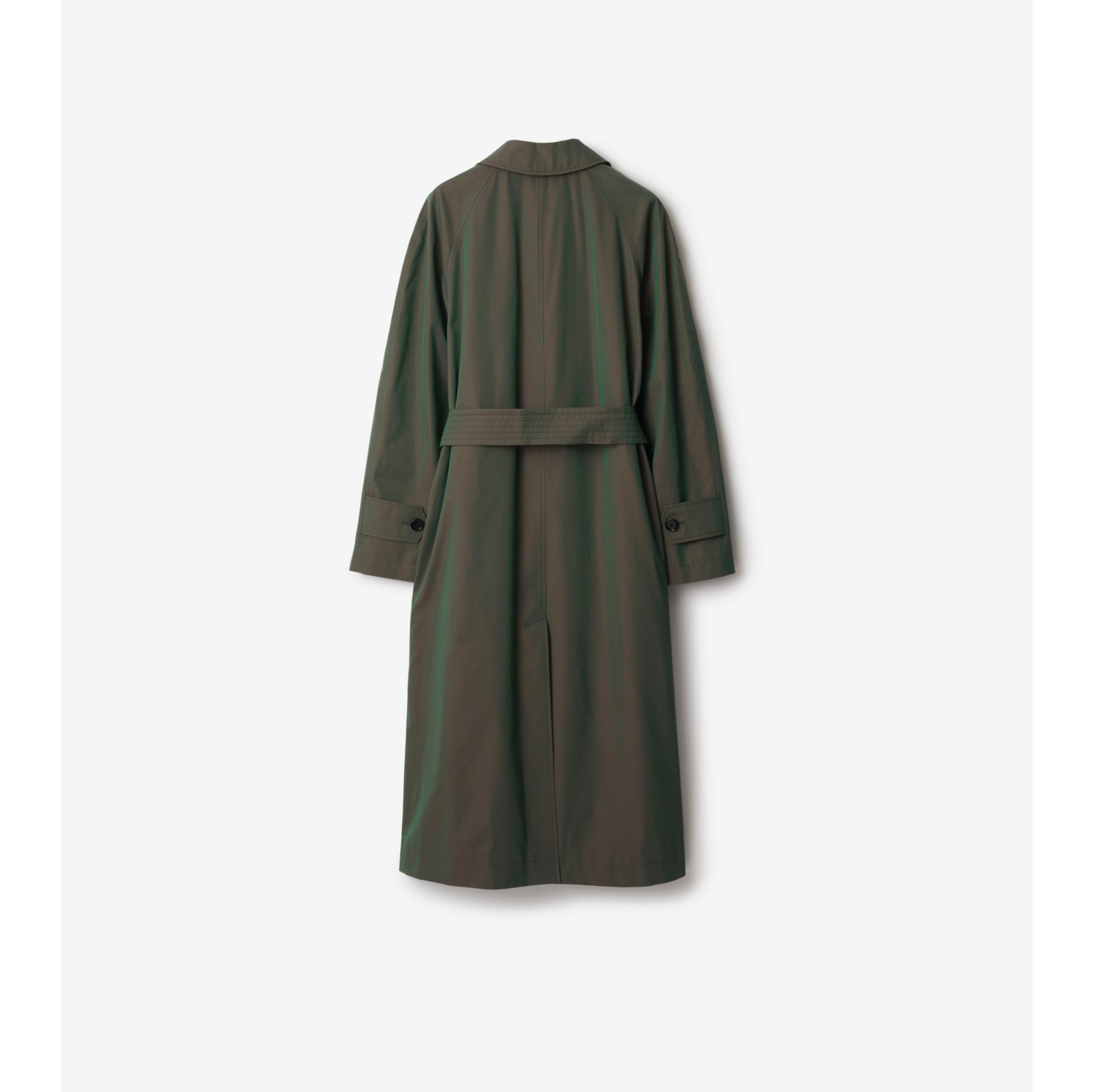 Long Cotton Car Coat in Antique green - Women | Burberry® Official