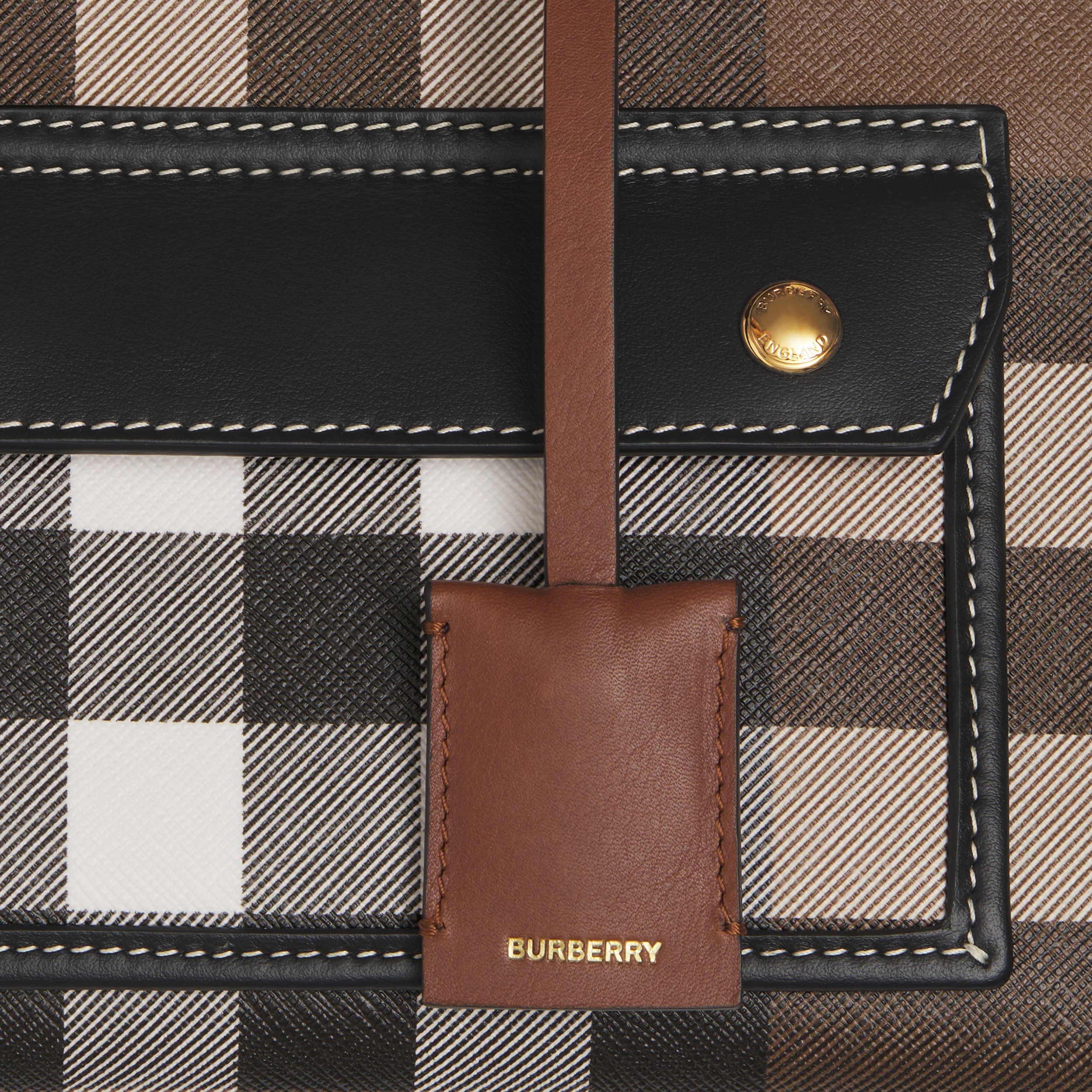 Mini Check and Leather Freya Tote in Dark Birch Brown - Women | Burberry® Official - 2