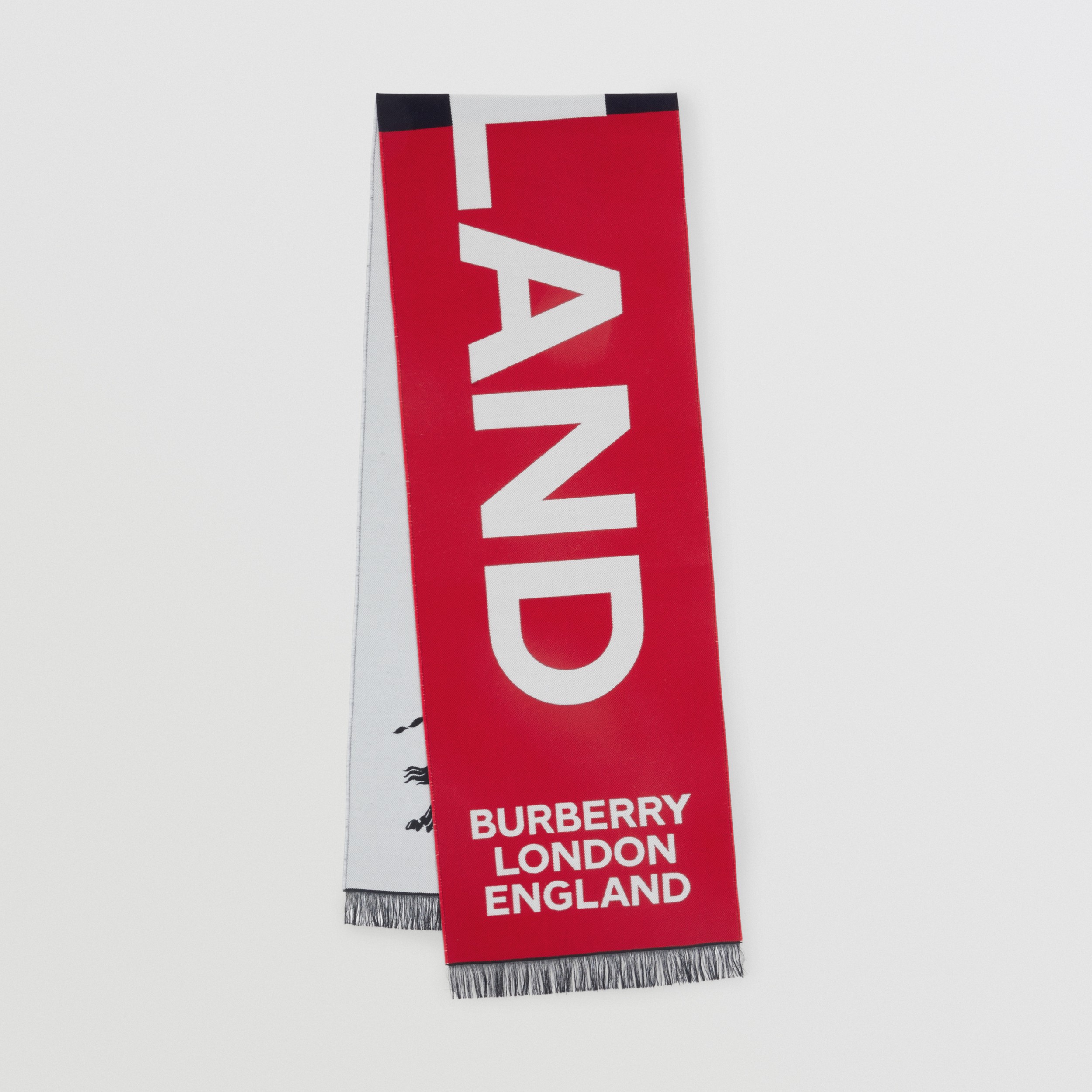 Cachecol de lã e seda com estampa de montagem em jacquard (Vermelho Intenso) | Burberry® oficial - 1