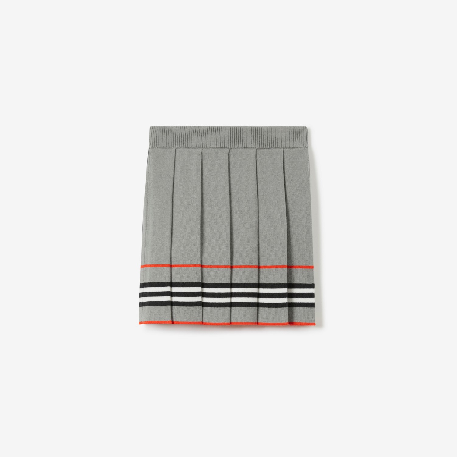 Icon Stripe Wool Blend Skirt in Cool Charcoal Grey | Burberry® Official