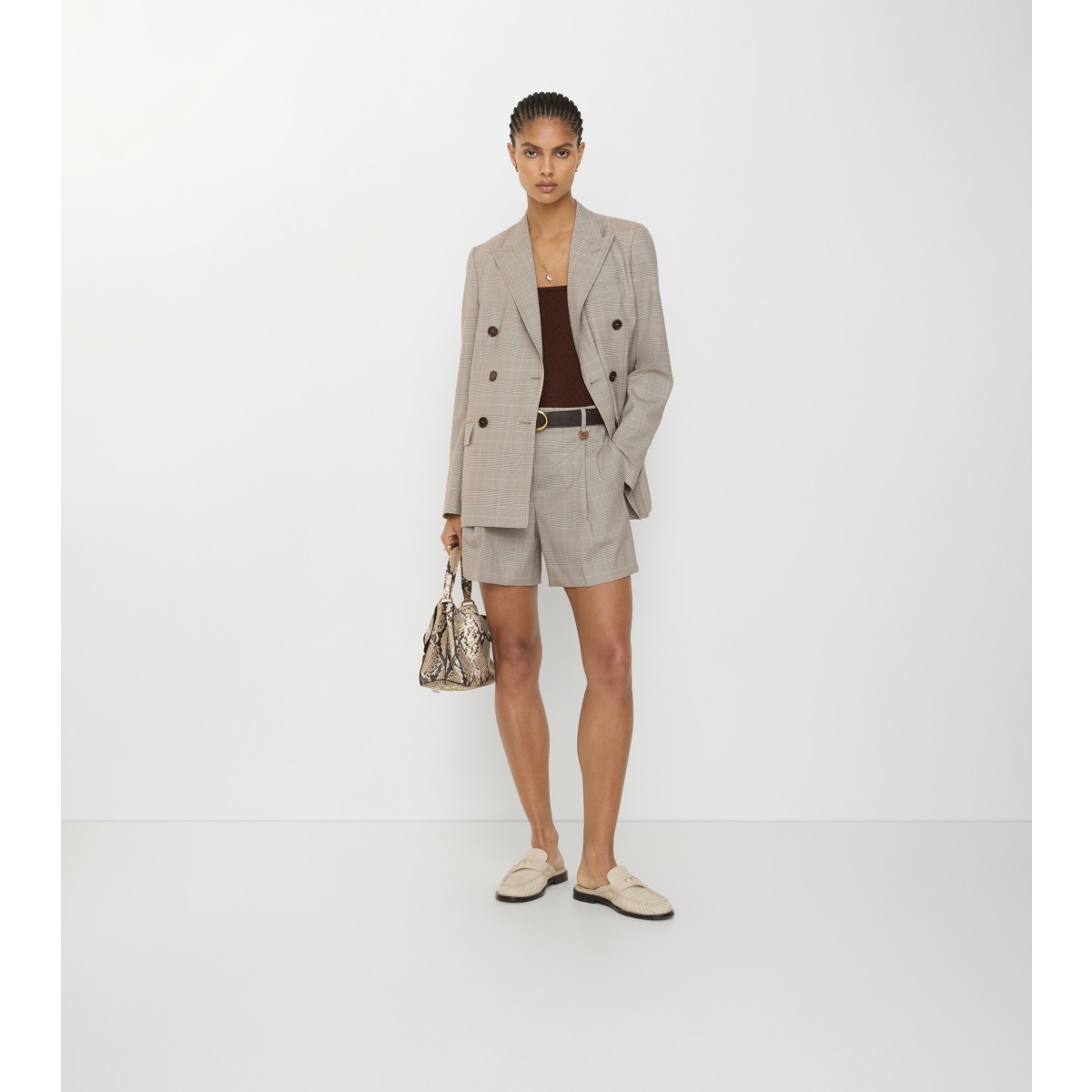  Check Wool Tailored Shorts