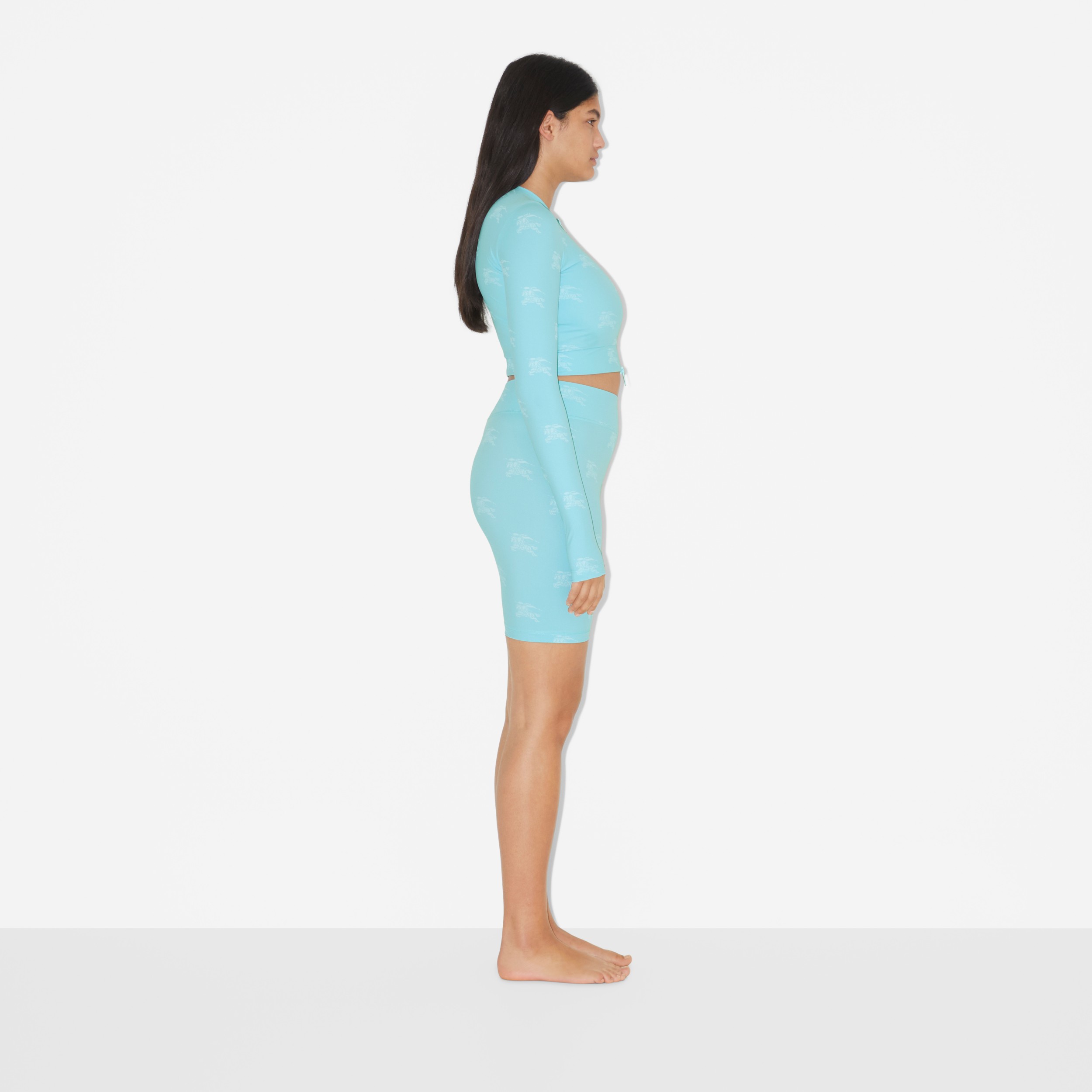 Bermuda ciclista de malha stretch com estampa EKD (Azul Topásio Intenso) - Mulheres | Burberry® oficial - 3