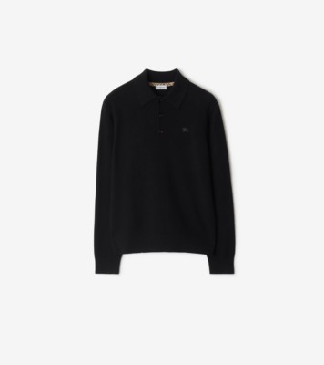 Long-sleeve Cashmere Blend Polo Shirt in Black - Men | Burberry