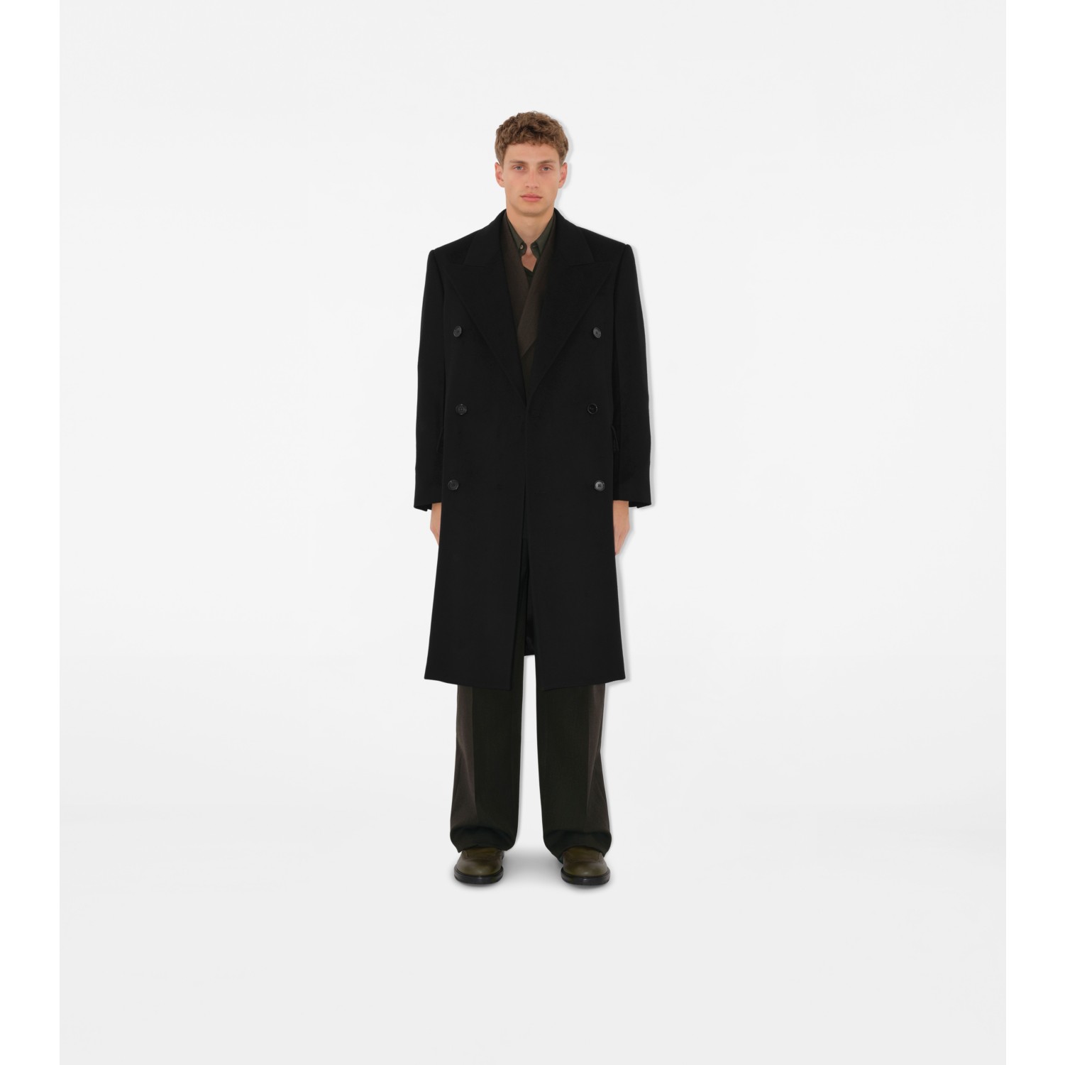 Cashmere Tailored Coat in Black Men Burberry Official