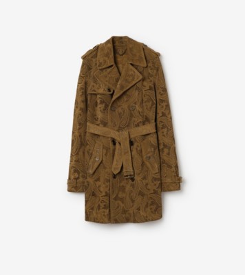 Mid-length Paisley Suede Lawshall Trench Coat in Tan brown - Men