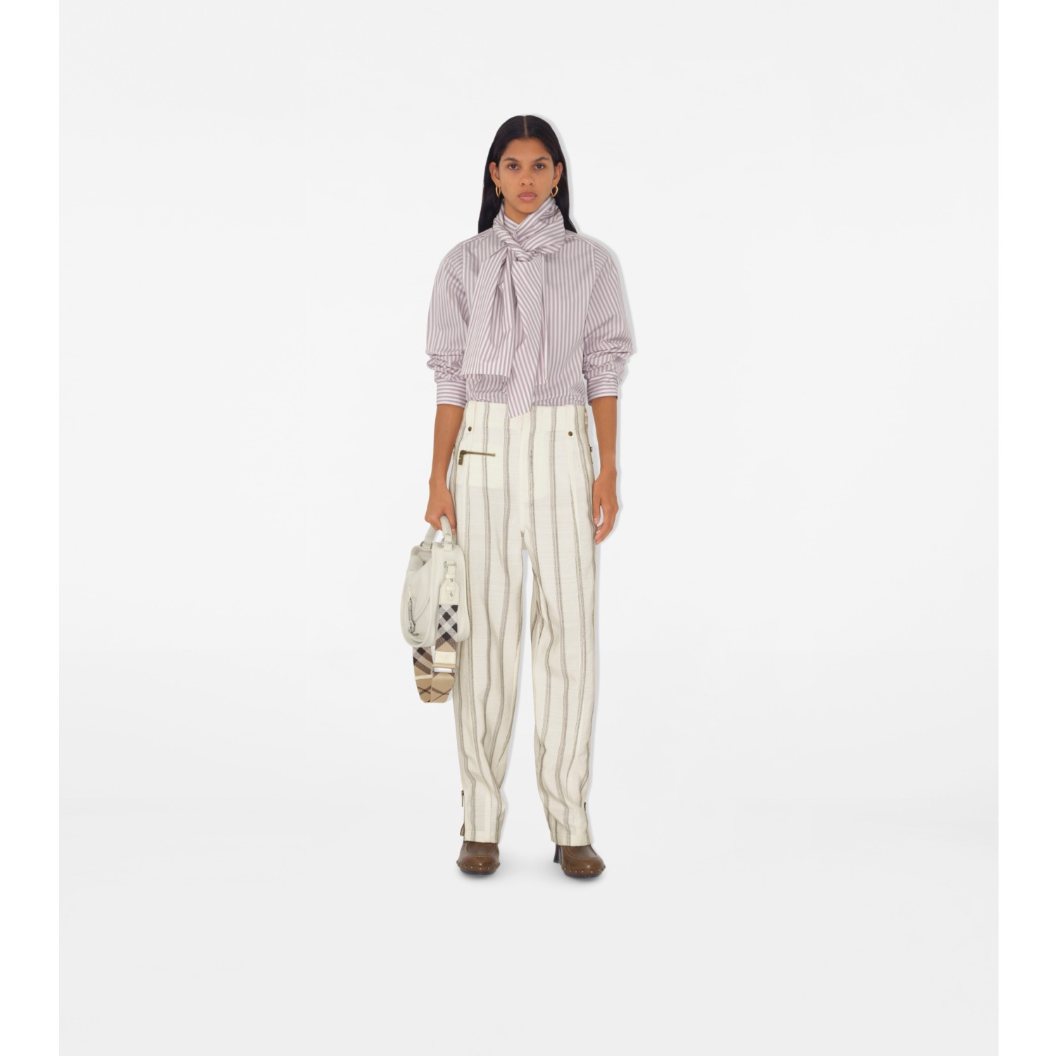 Striped Silk Blend Tailored Trousers