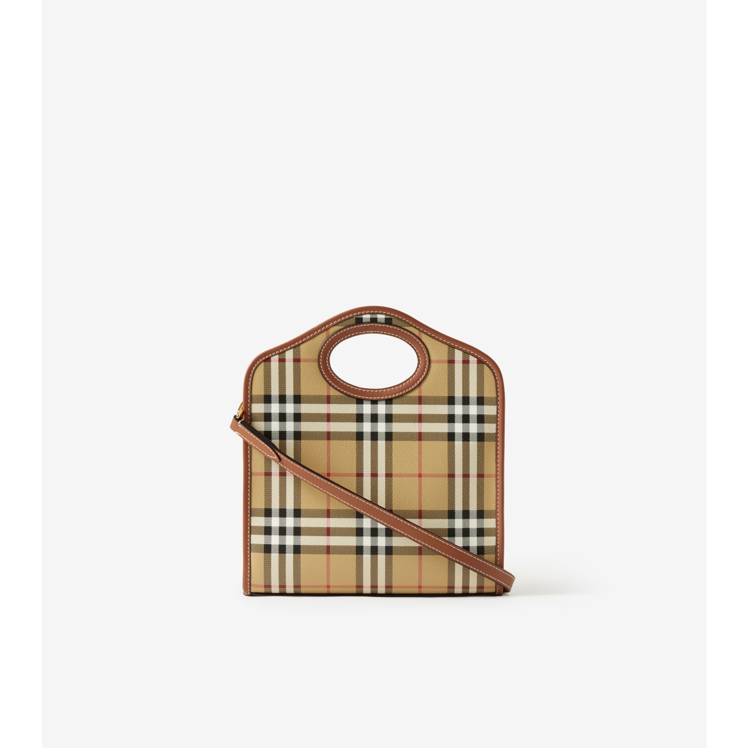 Mini Pocket Bag in Briar brown - Women, Vintage Check | Burberry 