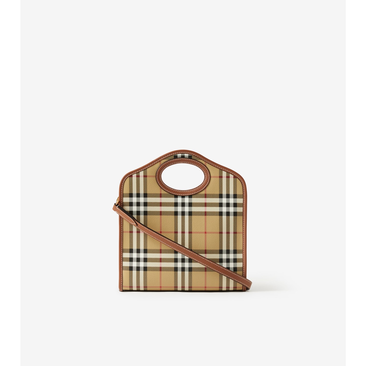 Mini Pocket Bag in Briar brown - Women, Vintage Check | Burberry