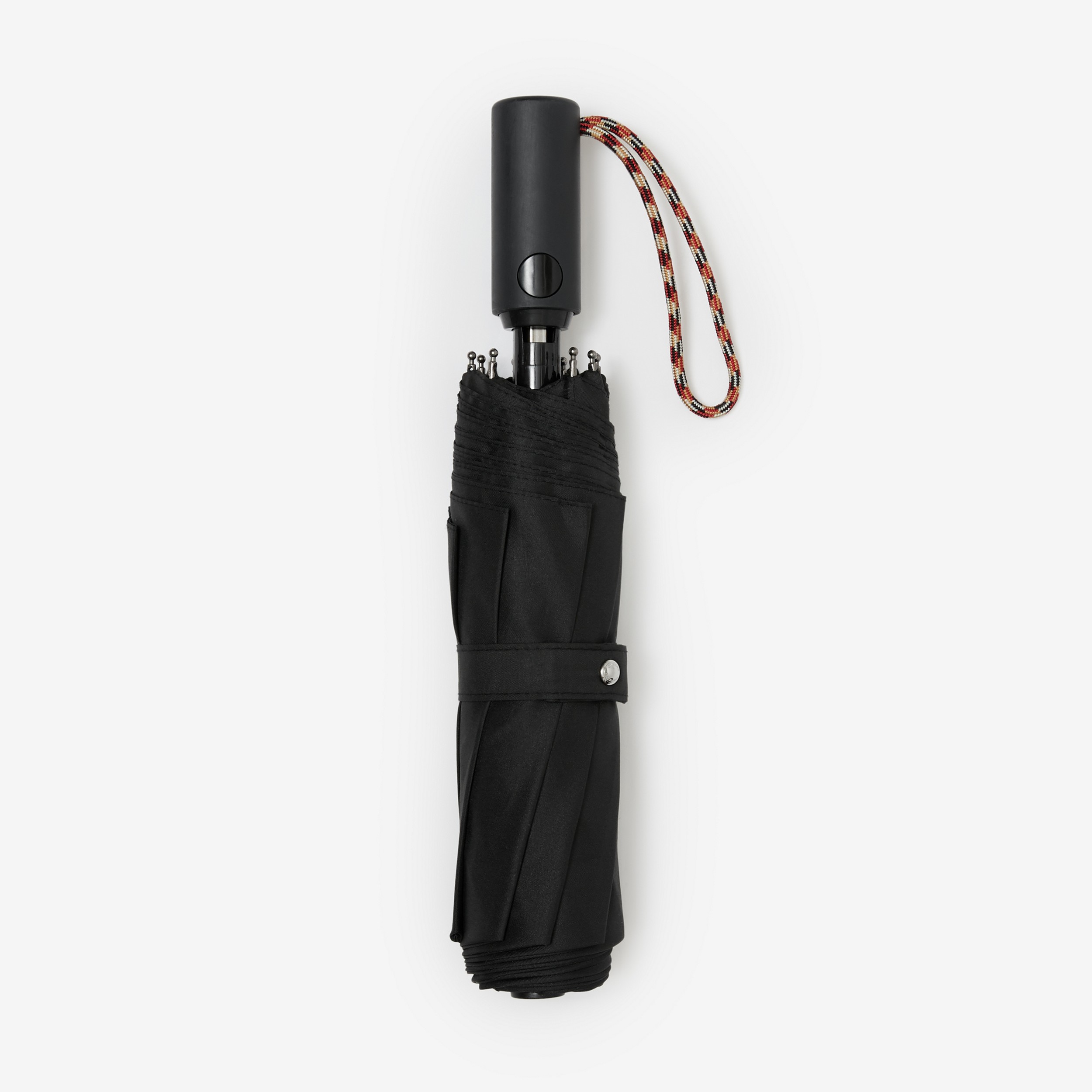 Guarda-chuva dobrável com estampa de logotipo (Preto) | Burberry® oficial - 1