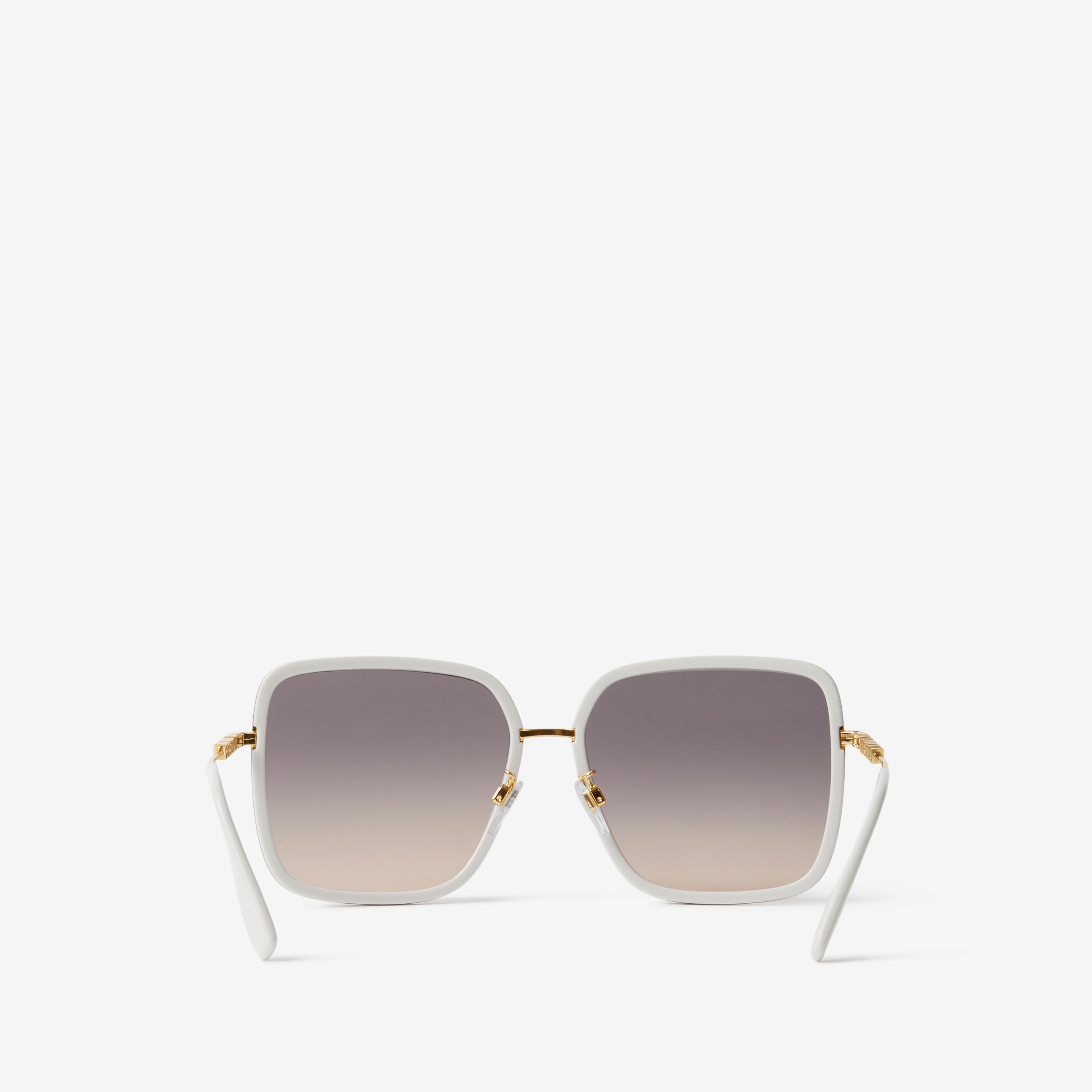 Óculos de sol com armação quadrada oversize (Marfim/dourado Claro) - Mulheres | Burberry® oficial - 3