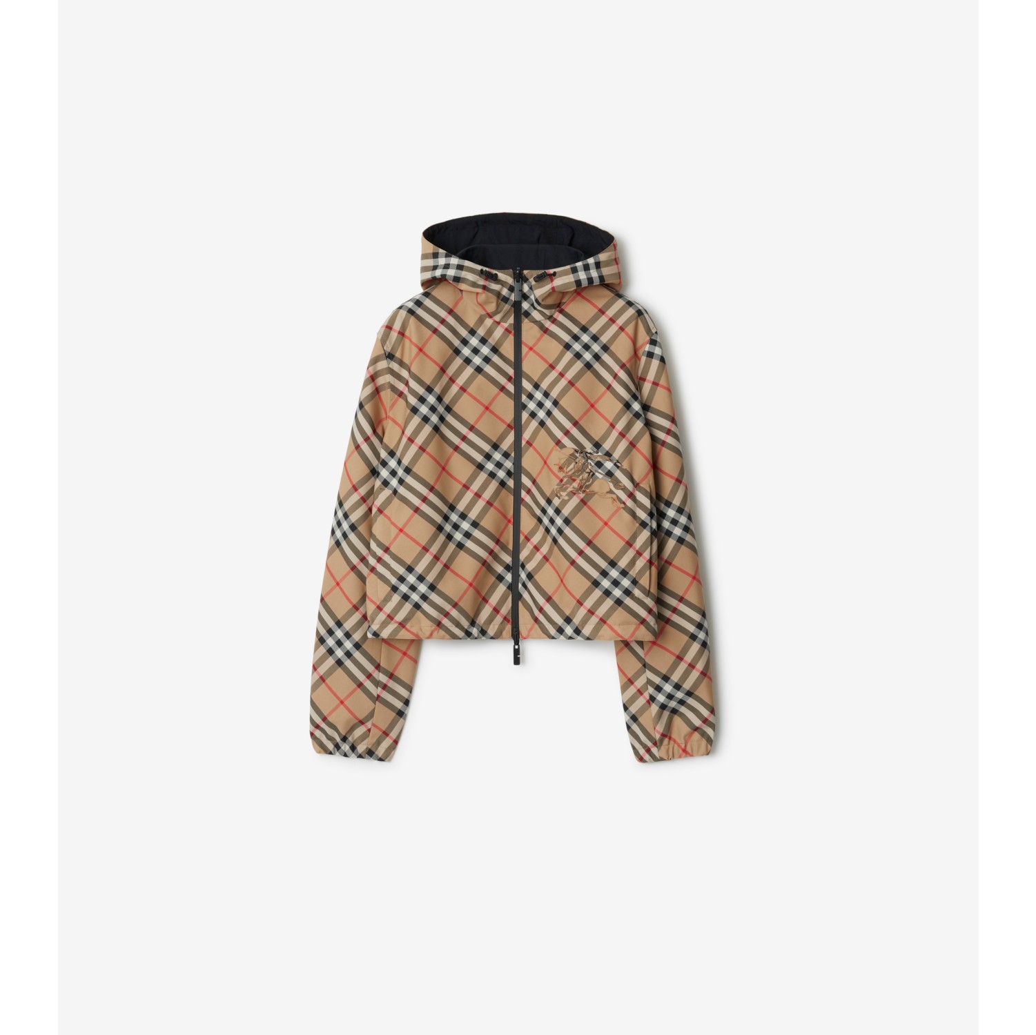 Cropped Reversible Check Jacket