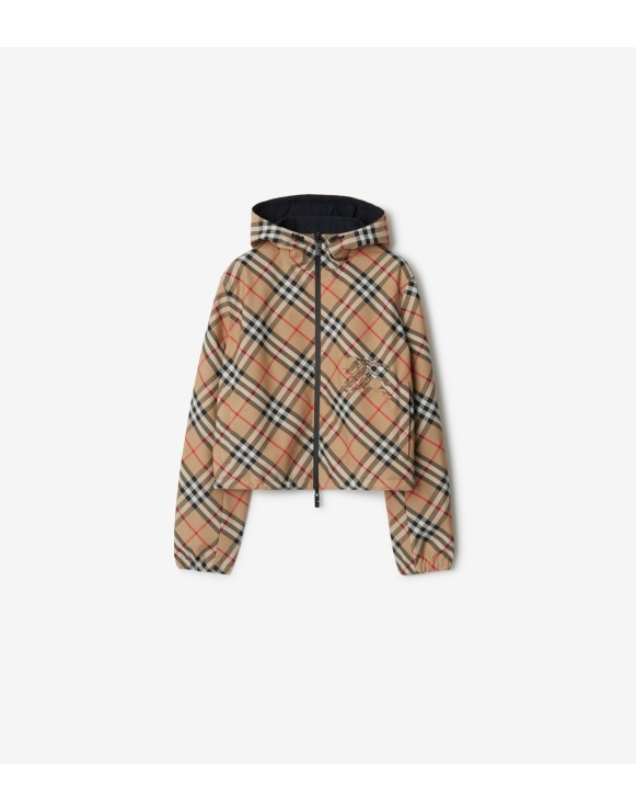 Cropped Reversible Check Jacket