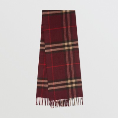 The Burberry Check Cashmere Scarf in Burgundy | Burberry® Official