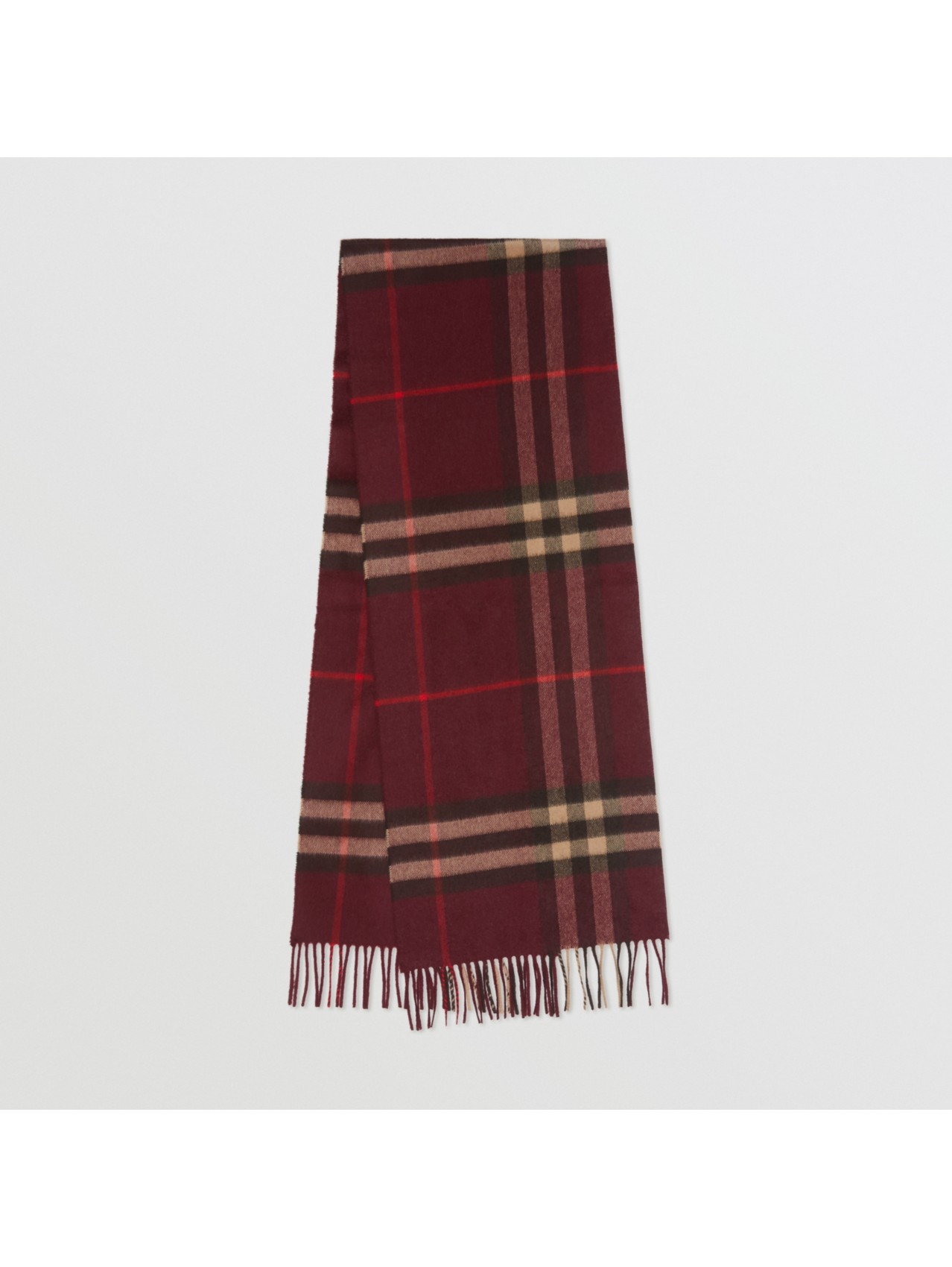 Check Cashmere Scarf in Burgundy | Burberry® Official