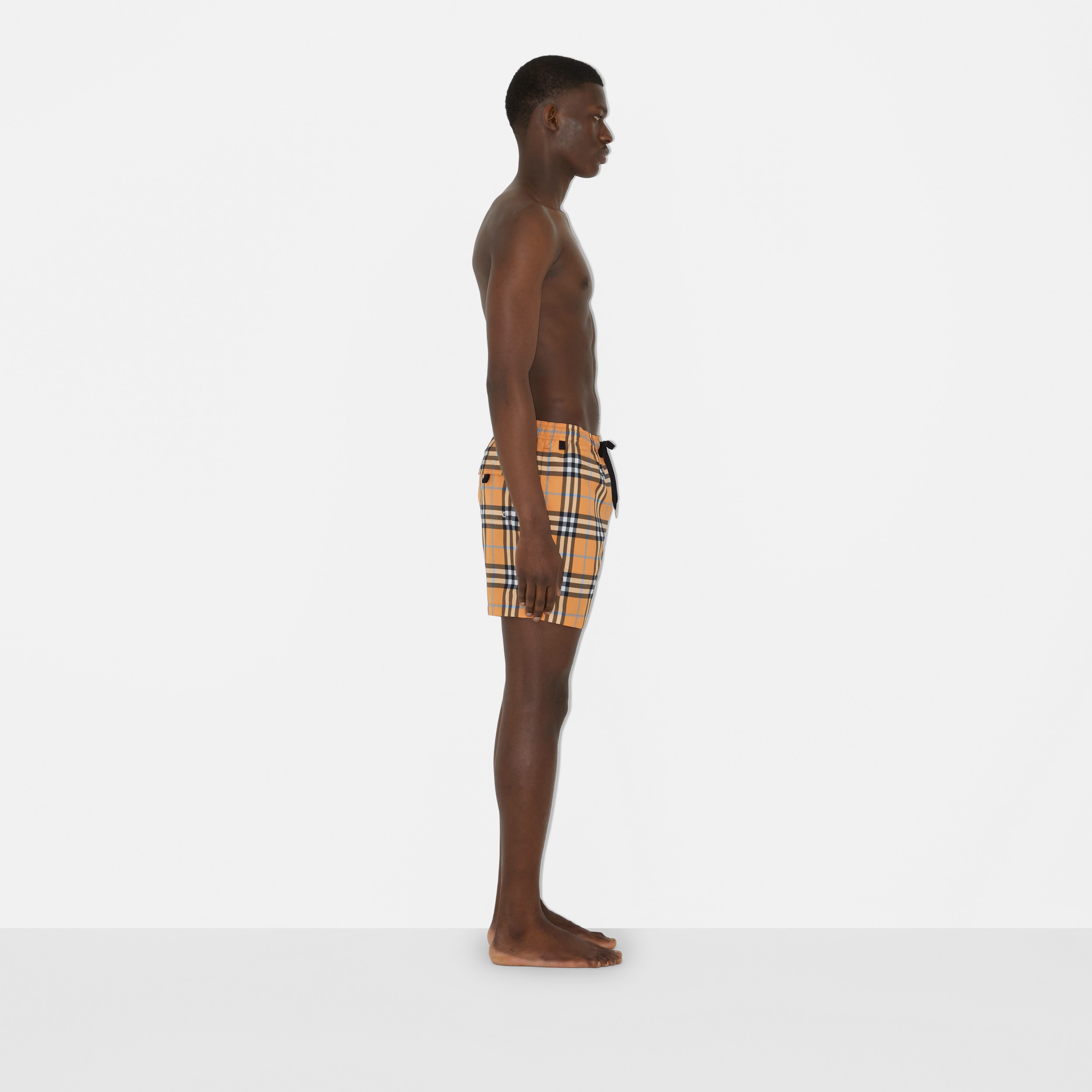 Check Drawcord Swim Shorts in Dusty Orange - Men | Burberry® Official - 3