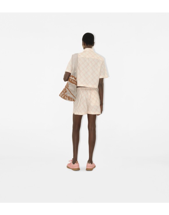 Chemise courte en coton Check