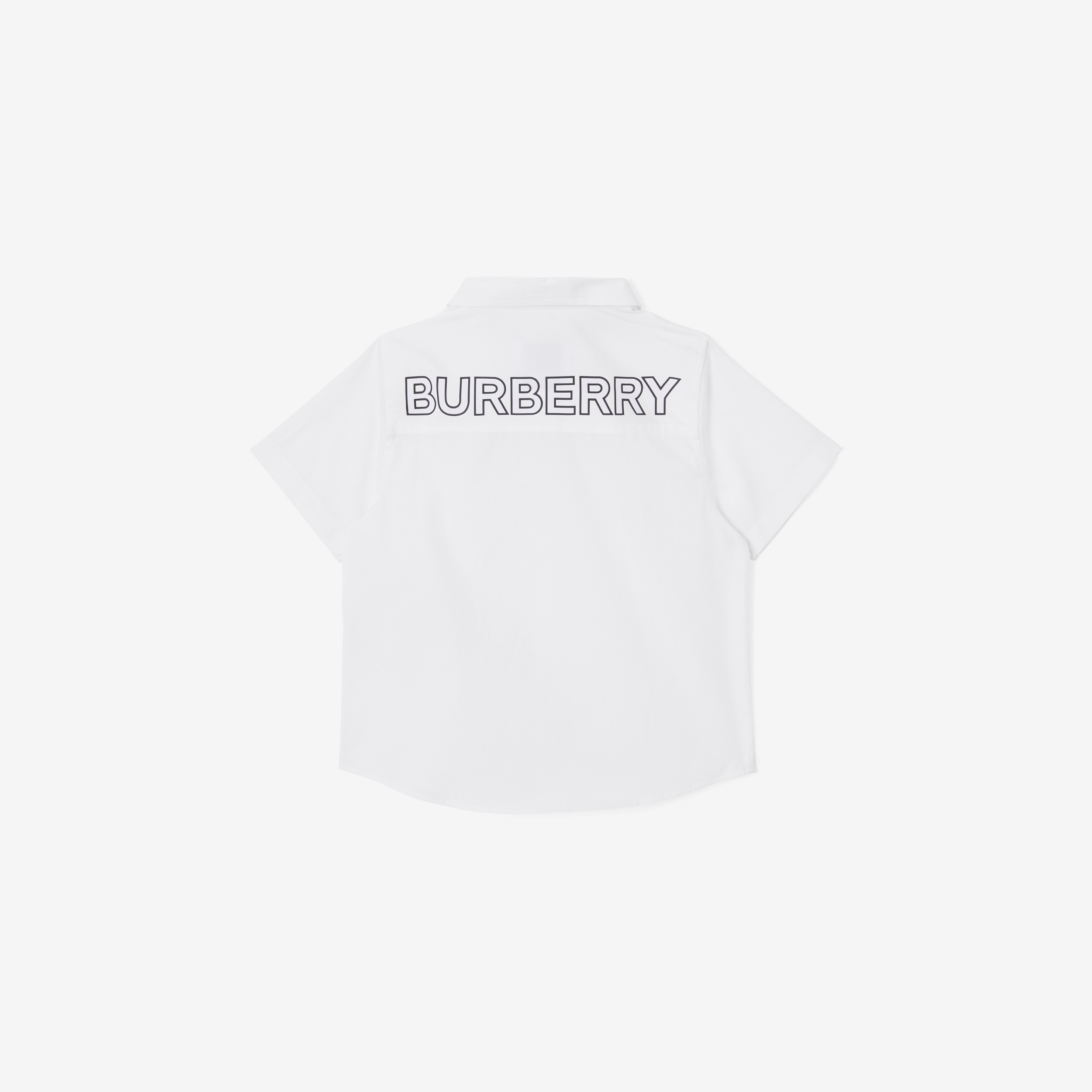 Short-sleeve Logo Print Stretch Cotton Shirt in White - Children | Burberry® Official - 2