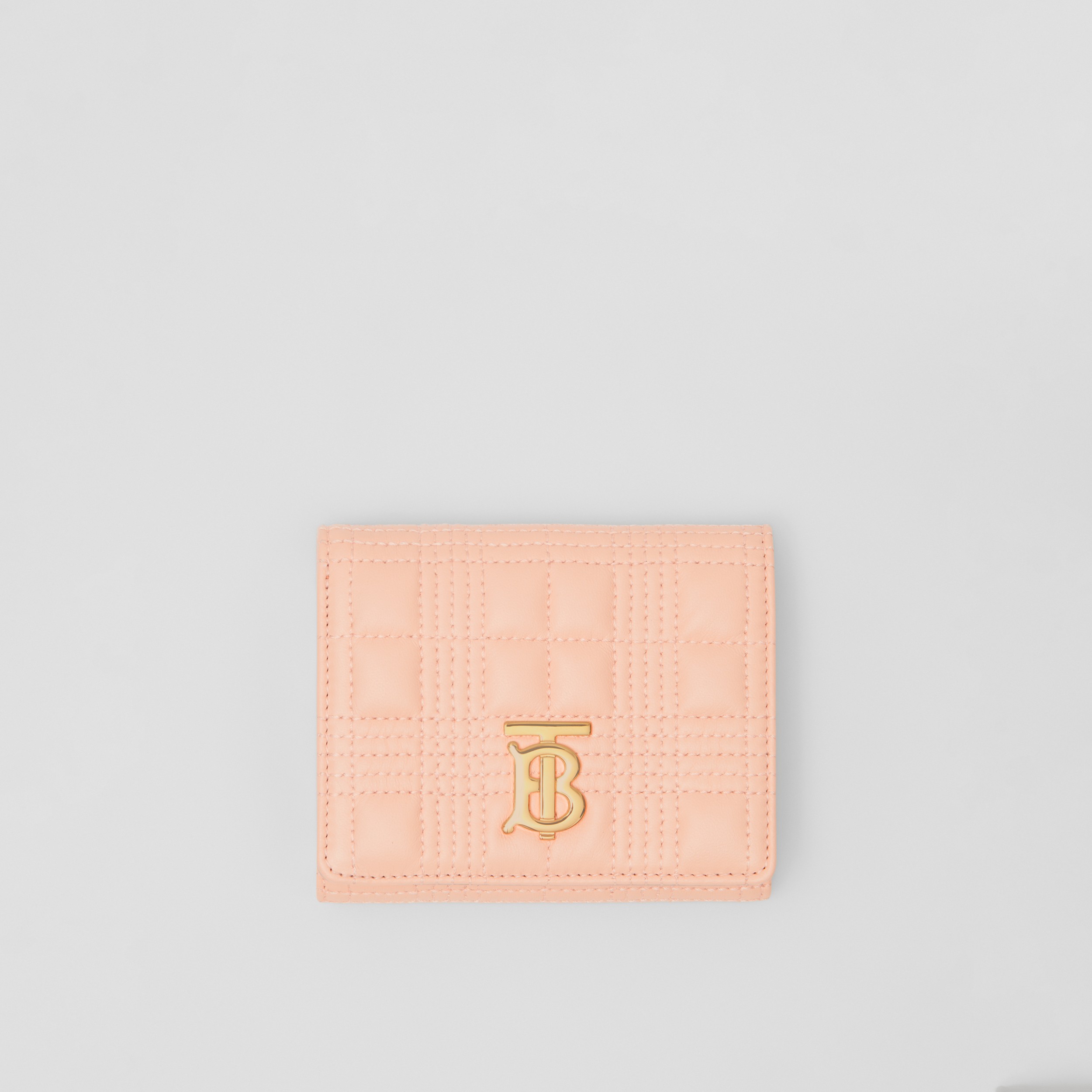 Small Quilted Lambskin Lola Folding Wallet in Peach Pink - Women | Burberry® Official - 1