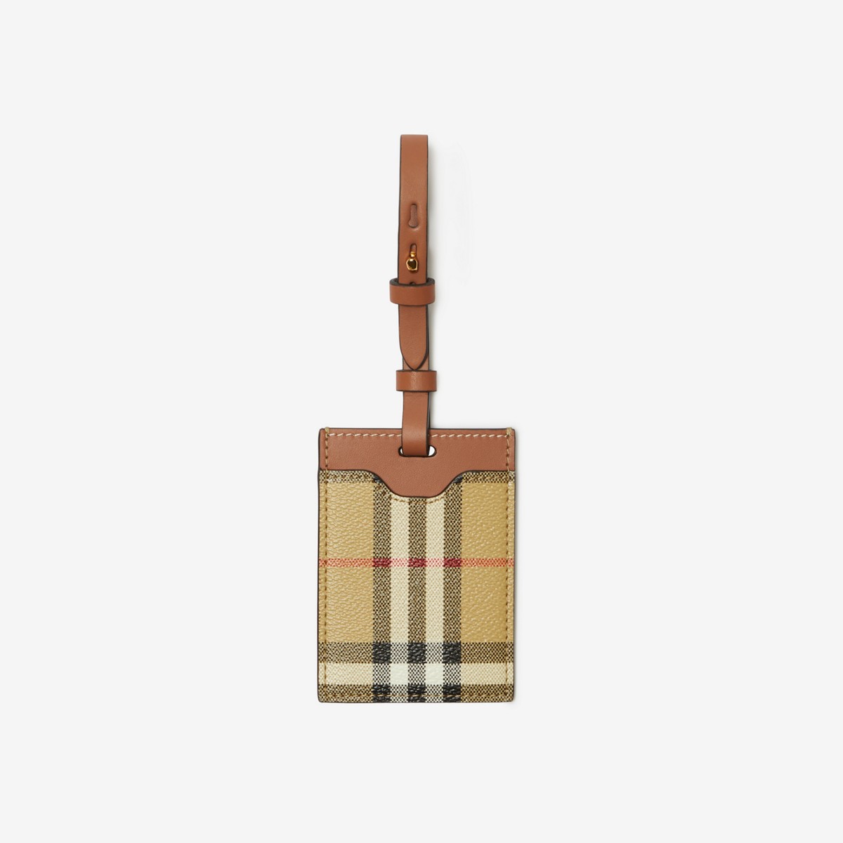 Shop Burberry Check Luggage Tag In Archive Beige