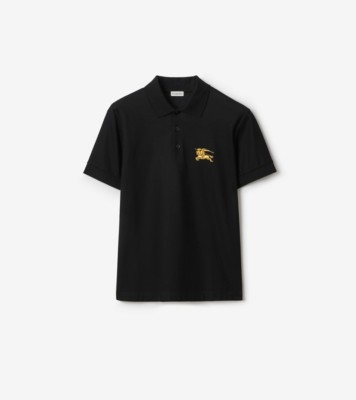 Metallic EKD Cotton Polo Shirt in Black - Men | Burberry® Official