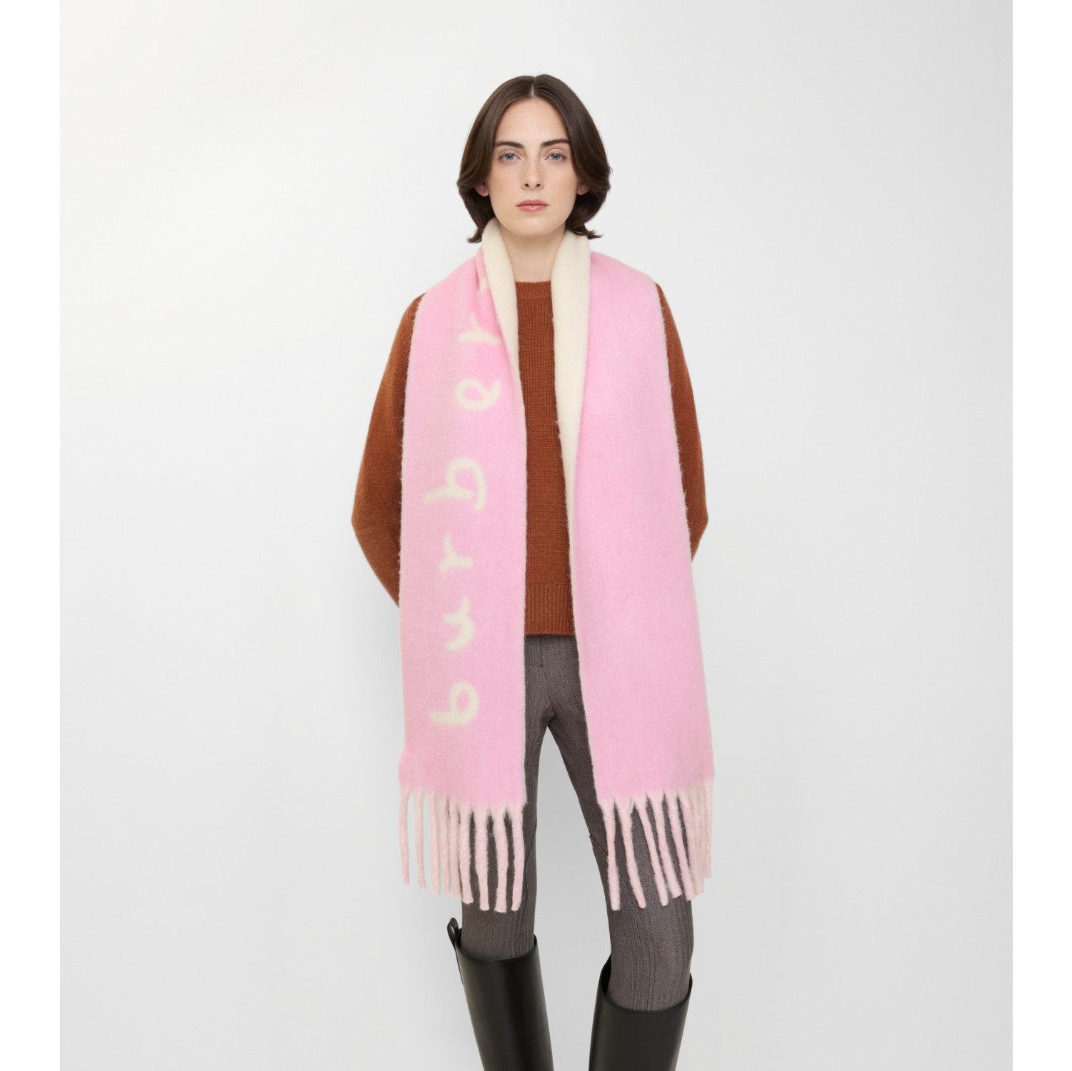Reversible Logo Alpaca Wool Blend Scarf