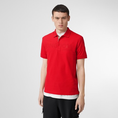 bright red polo shirts