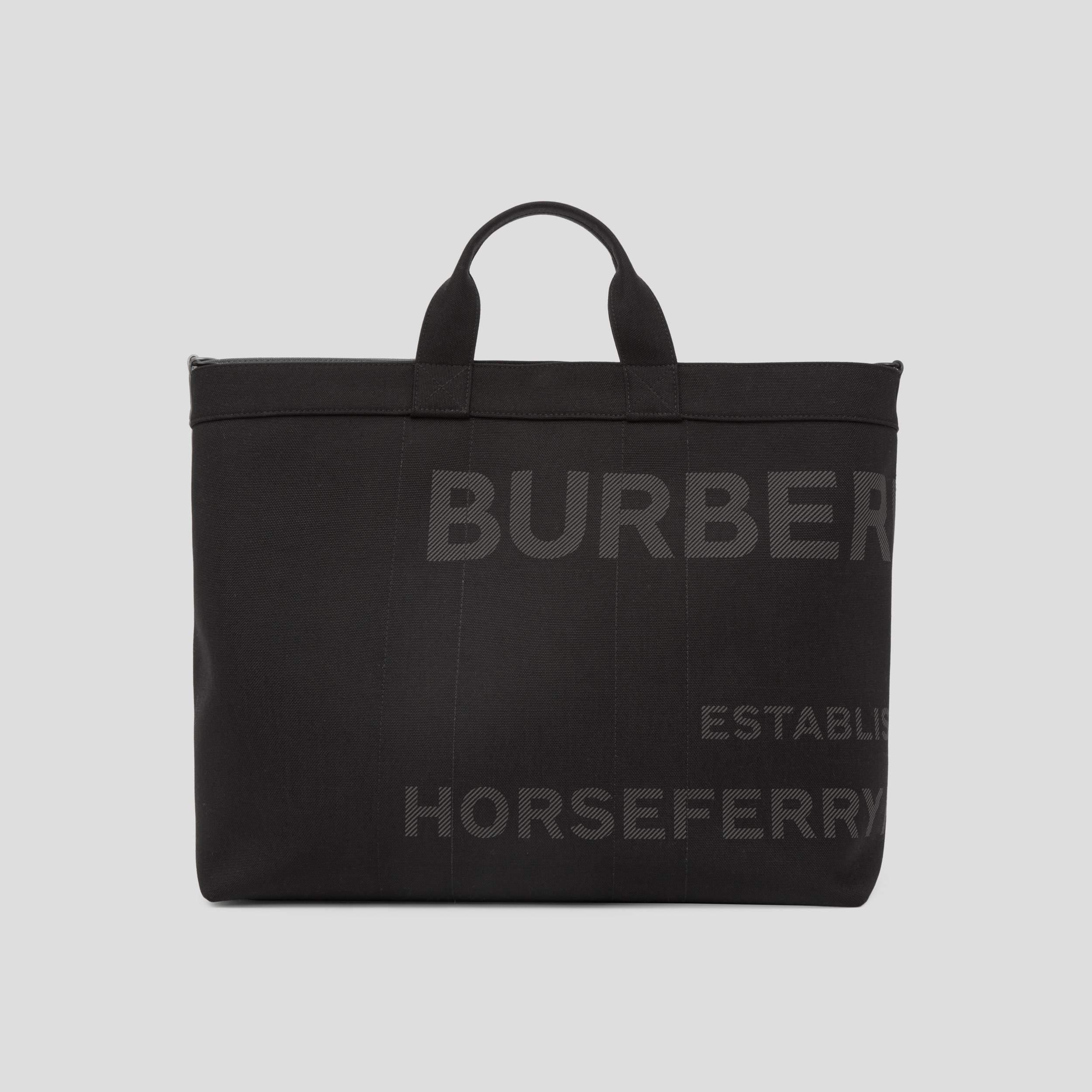 Horseferry Print Nylon Tote in Black - Men | Burberry® Official - 1