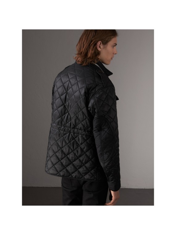 Packaway Hood Diamond Quilted Field Jacket in Black - Men | Burberry ...