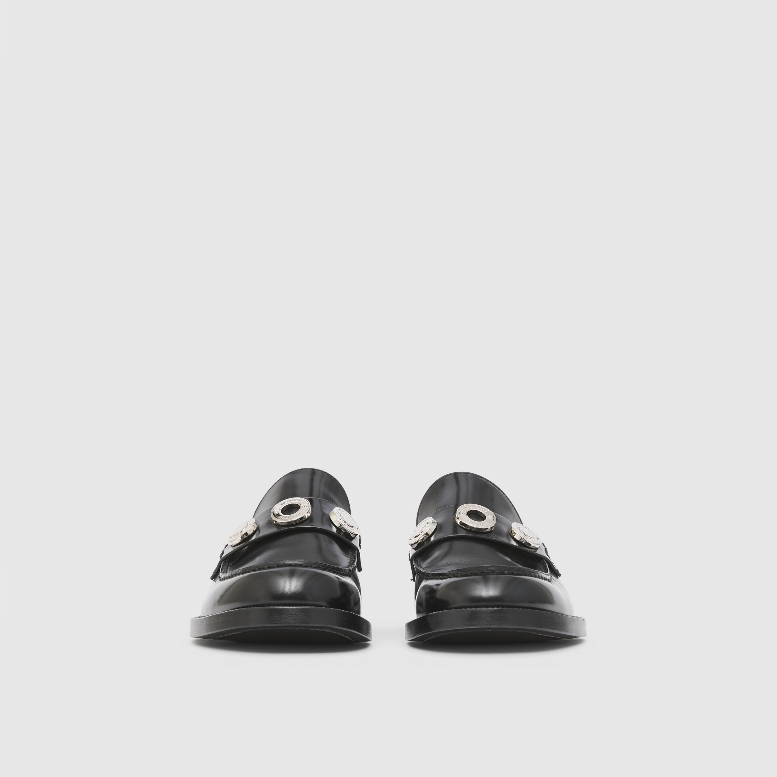 Logo Detail Leather Loafers in Black - Women | Burberry® Official - 4