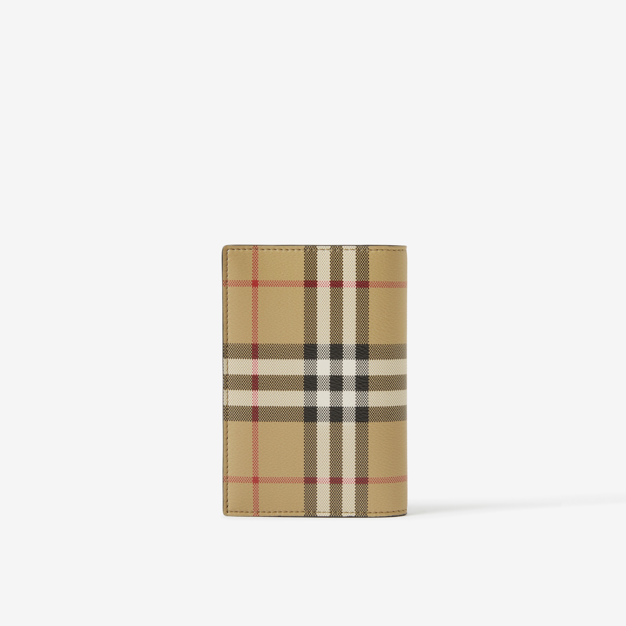 Check and Leather Passport Holder in Archive Beige | Burberry® Official - 3