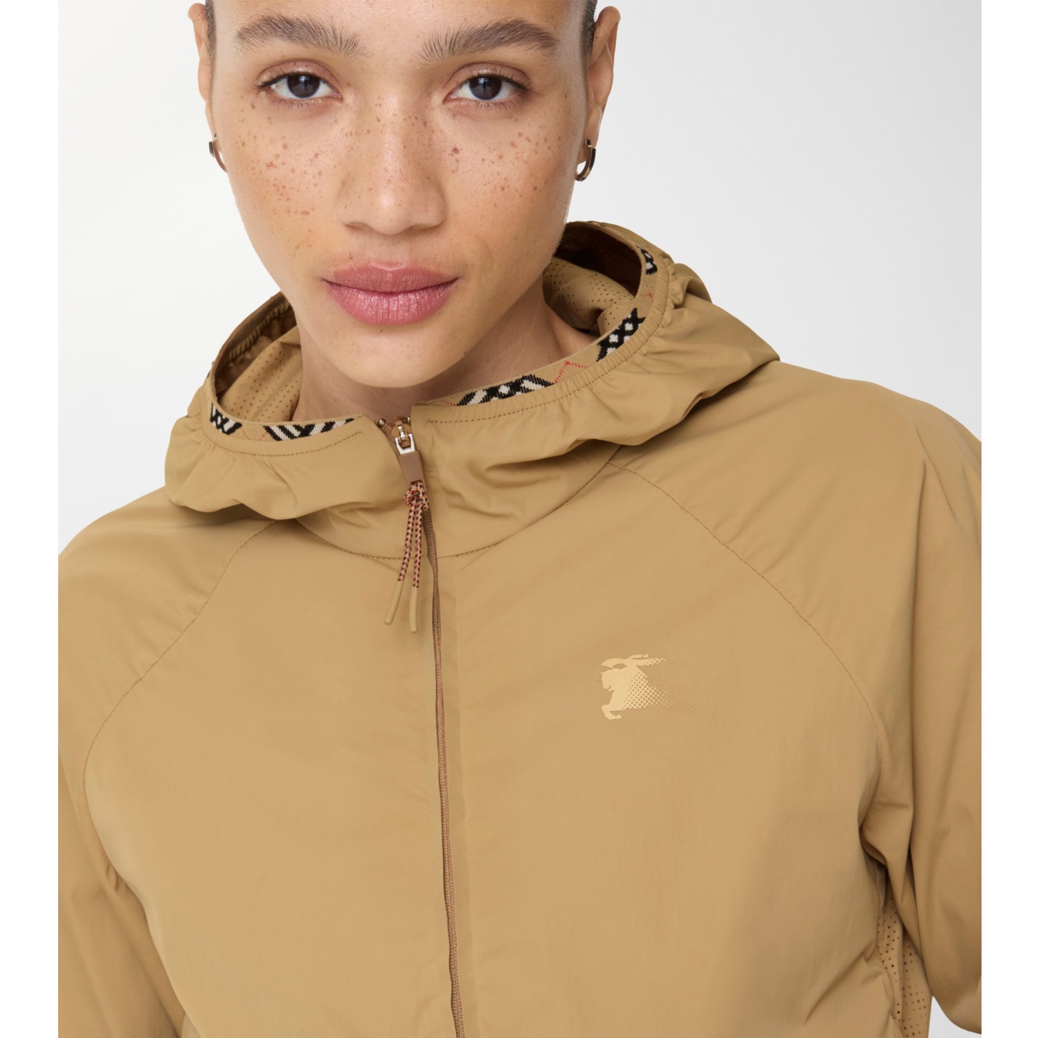 Stretch Nylon Hooded Jacket in Beige - Women | Burberry® Official