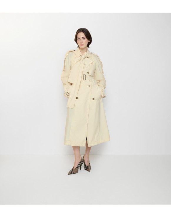 バーバリー トレンチコート ロング丈 シルク 絹 100% ベージュ 9AR M ウィメンズ トレンチコート | バーバリー® 公式サイト