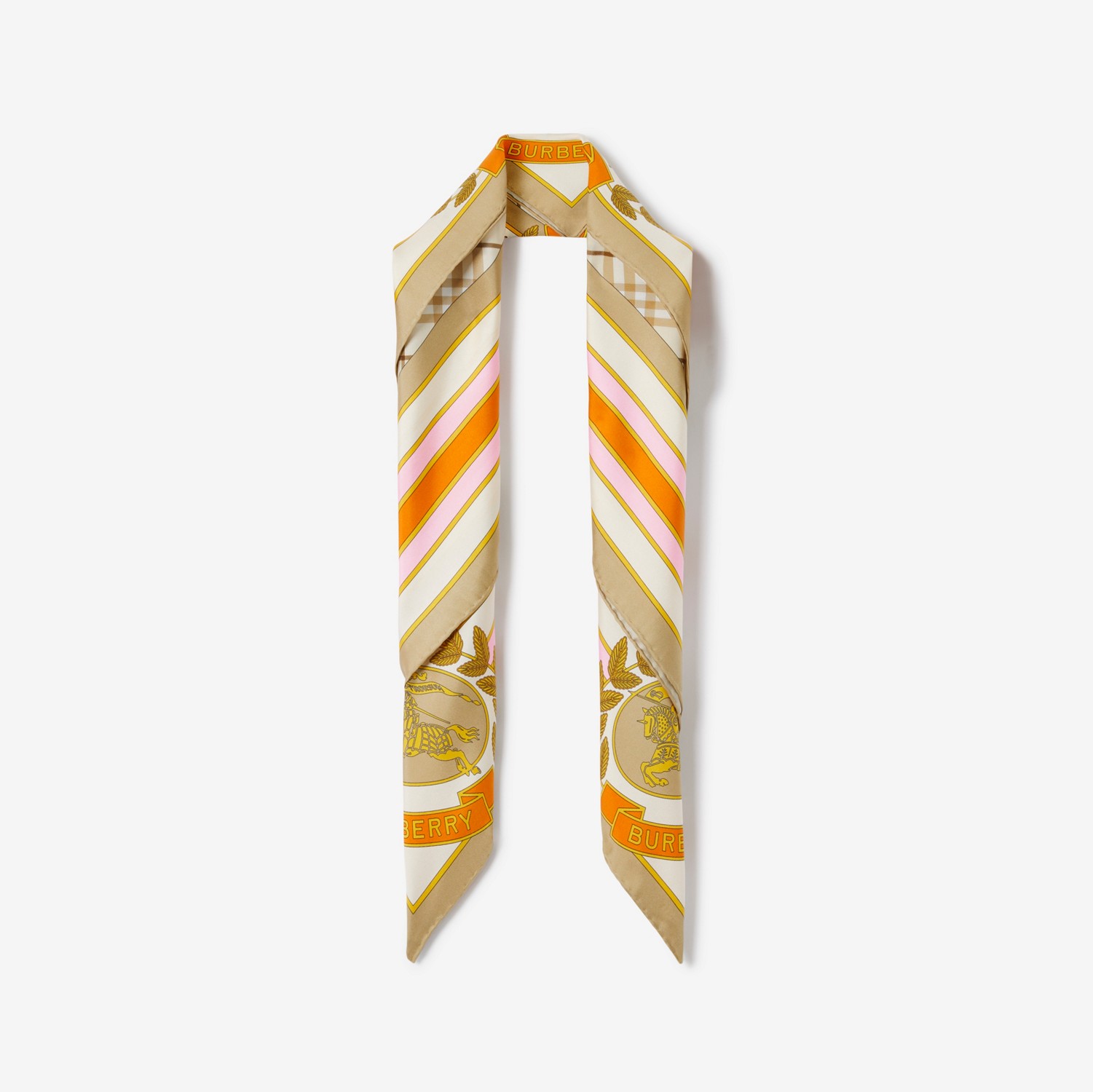 Foulard in seta con collage di stampe (Fulvo Tenue/arancione Brillante) | Sito ufficiale Burberry®