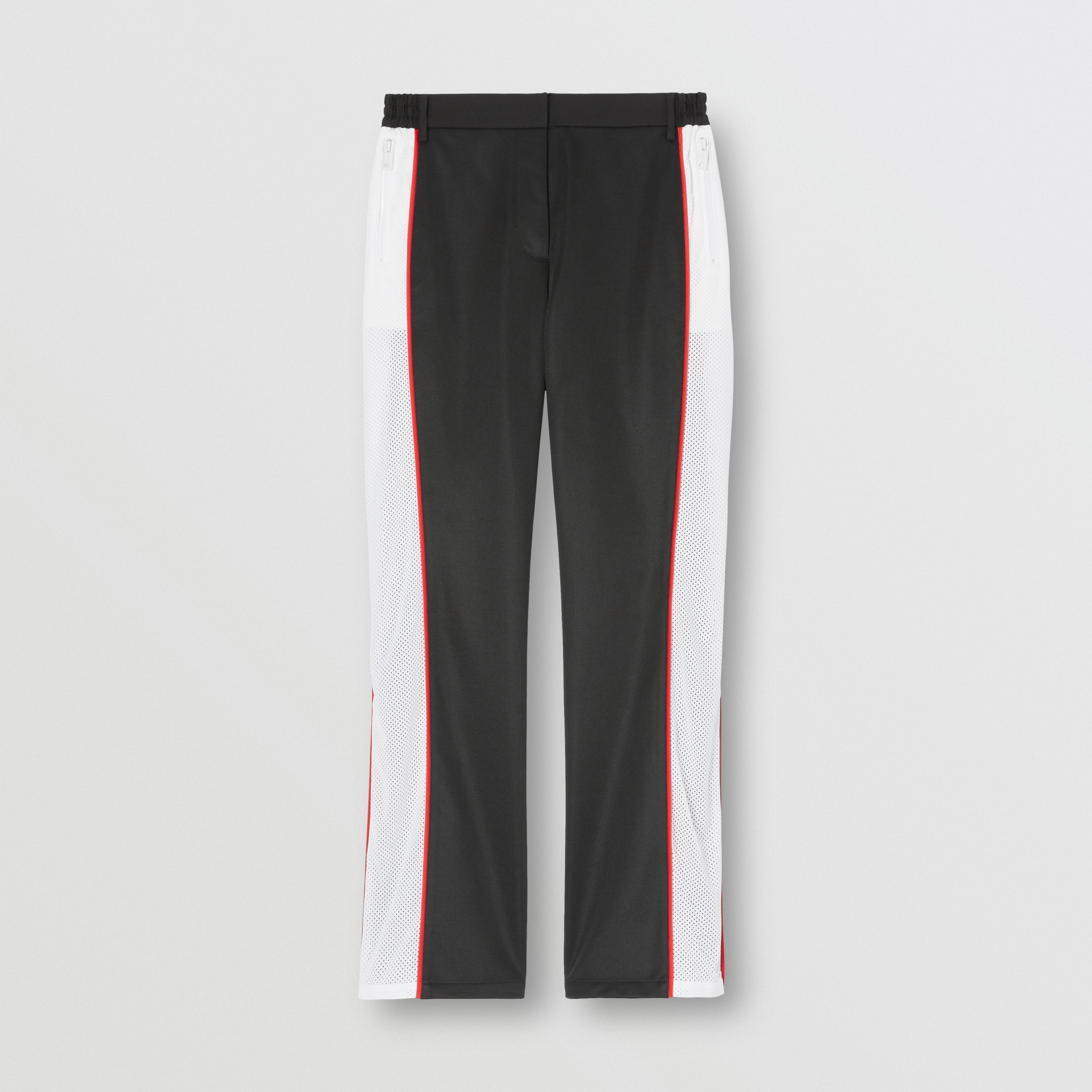 black striped mesh trousers