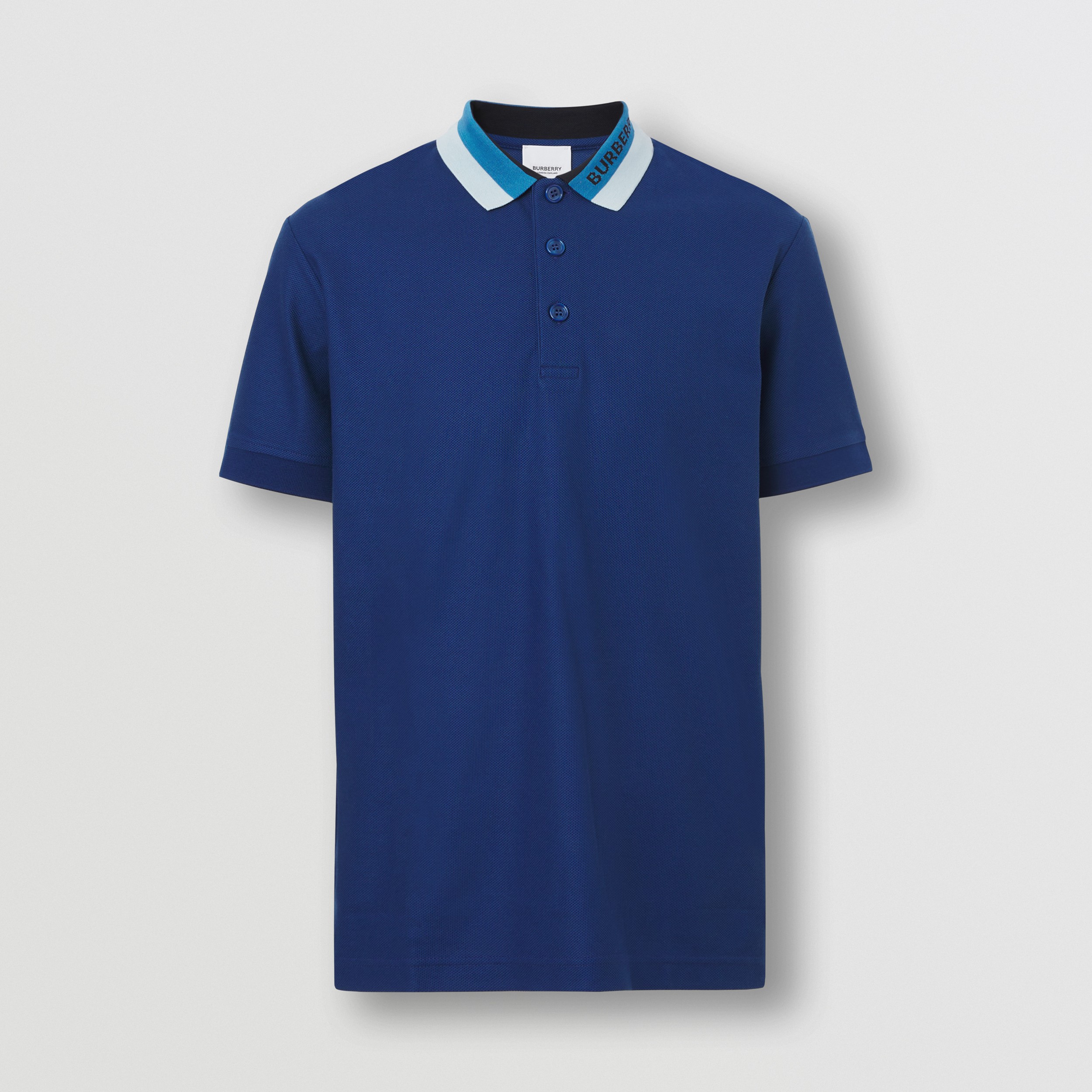 Logo Detail Cotton Piqué Polo Shirt in Oceanic Blue - Men | Burberry® Official - 1