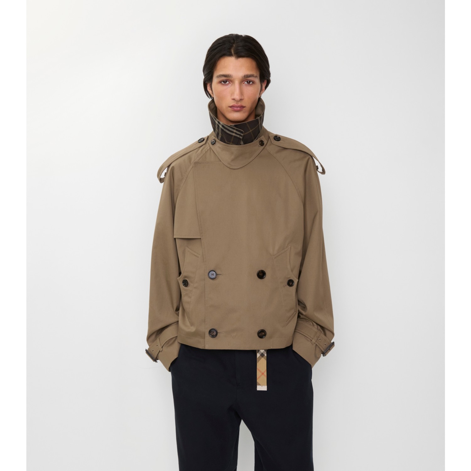 Cropped Gabardine Trench Jacket in Clay brown - Men | Burberry® Official