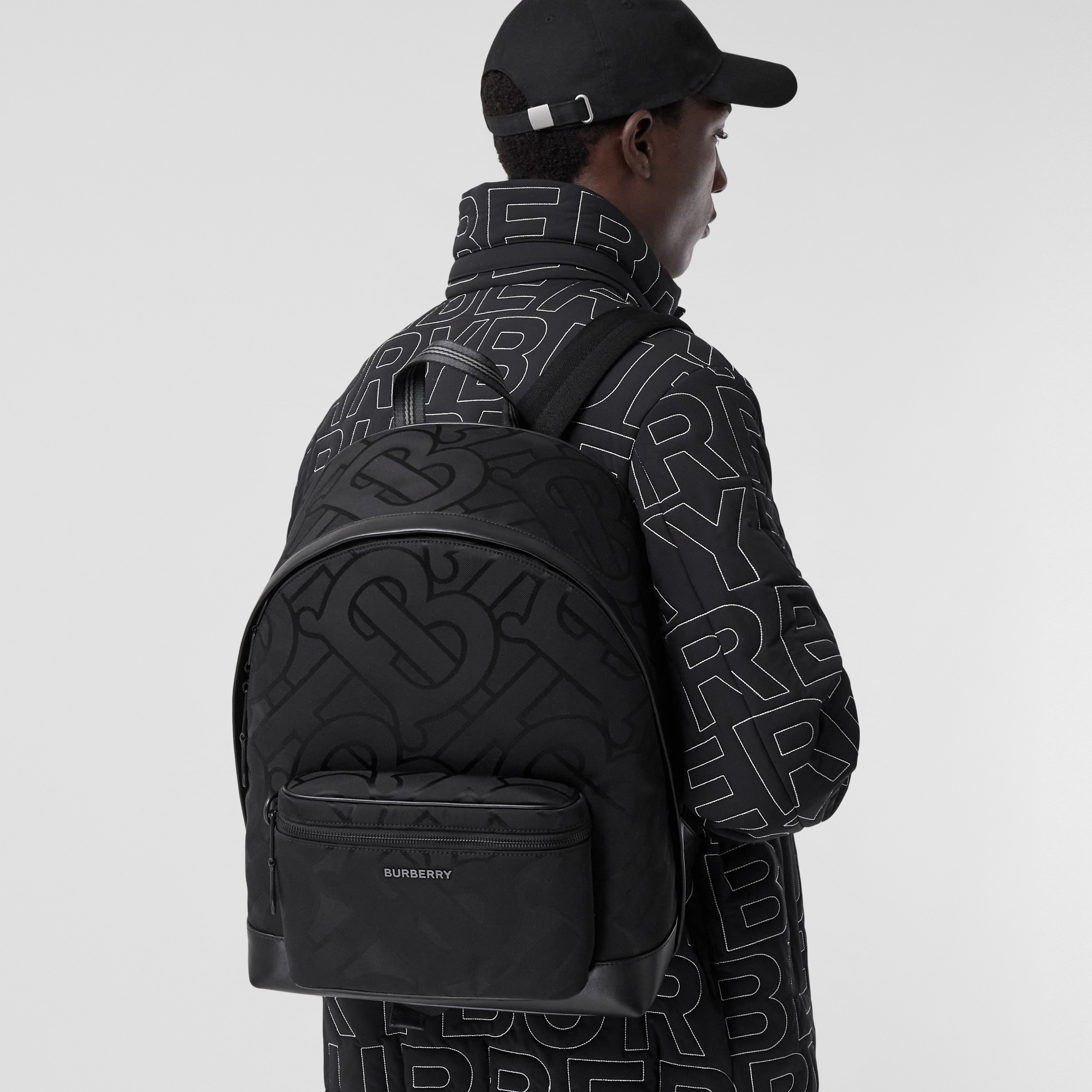 Monogram Jacquard Backpack in Black - Men | Burberry® Official - 4