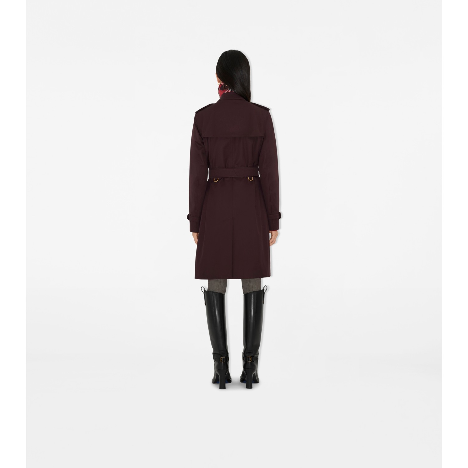 Mid-length Gabardine Kensington Trench Coat in Wine red - Women