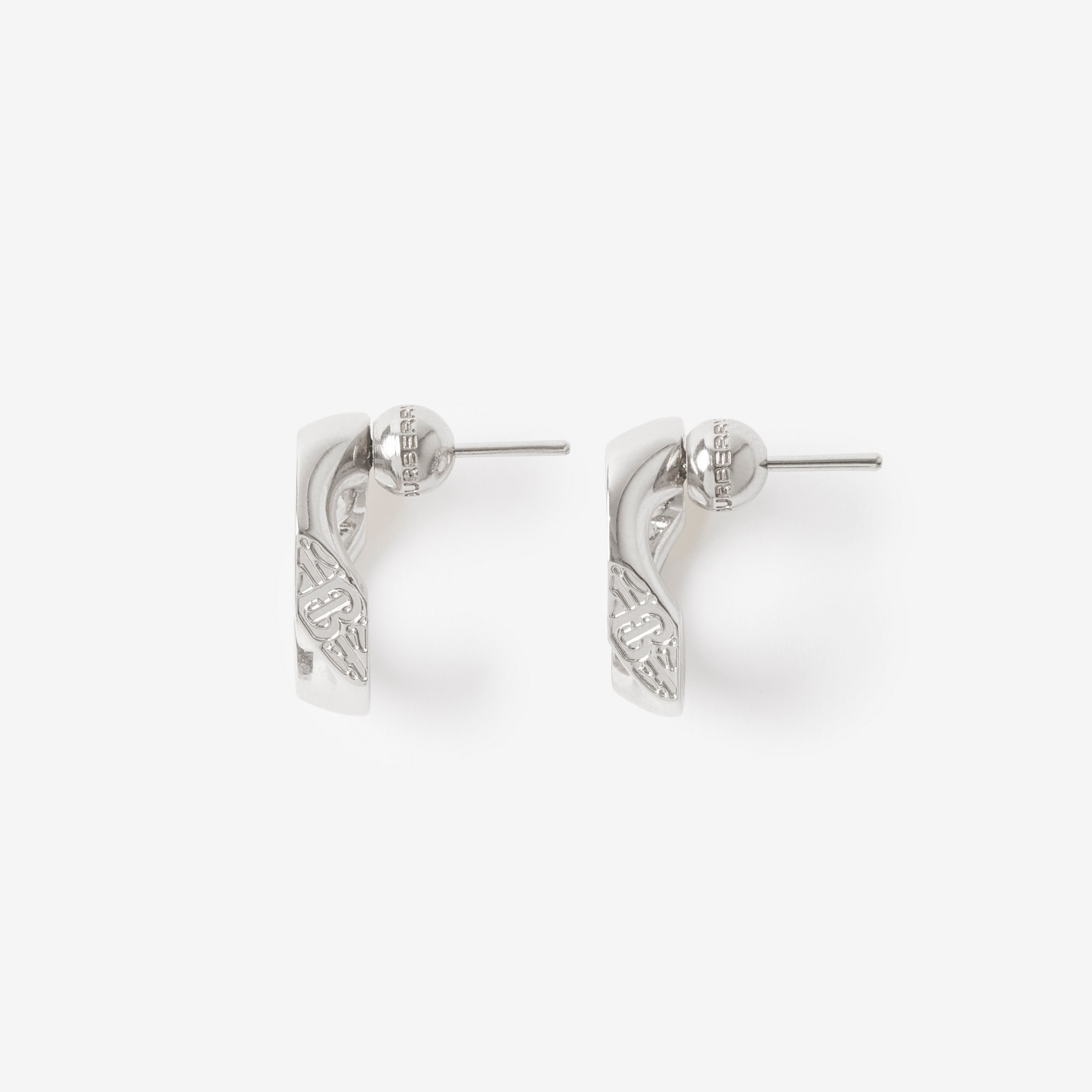 Monogram Motif Chain-link Earrings in Palladium | Burberry® Official - 2
