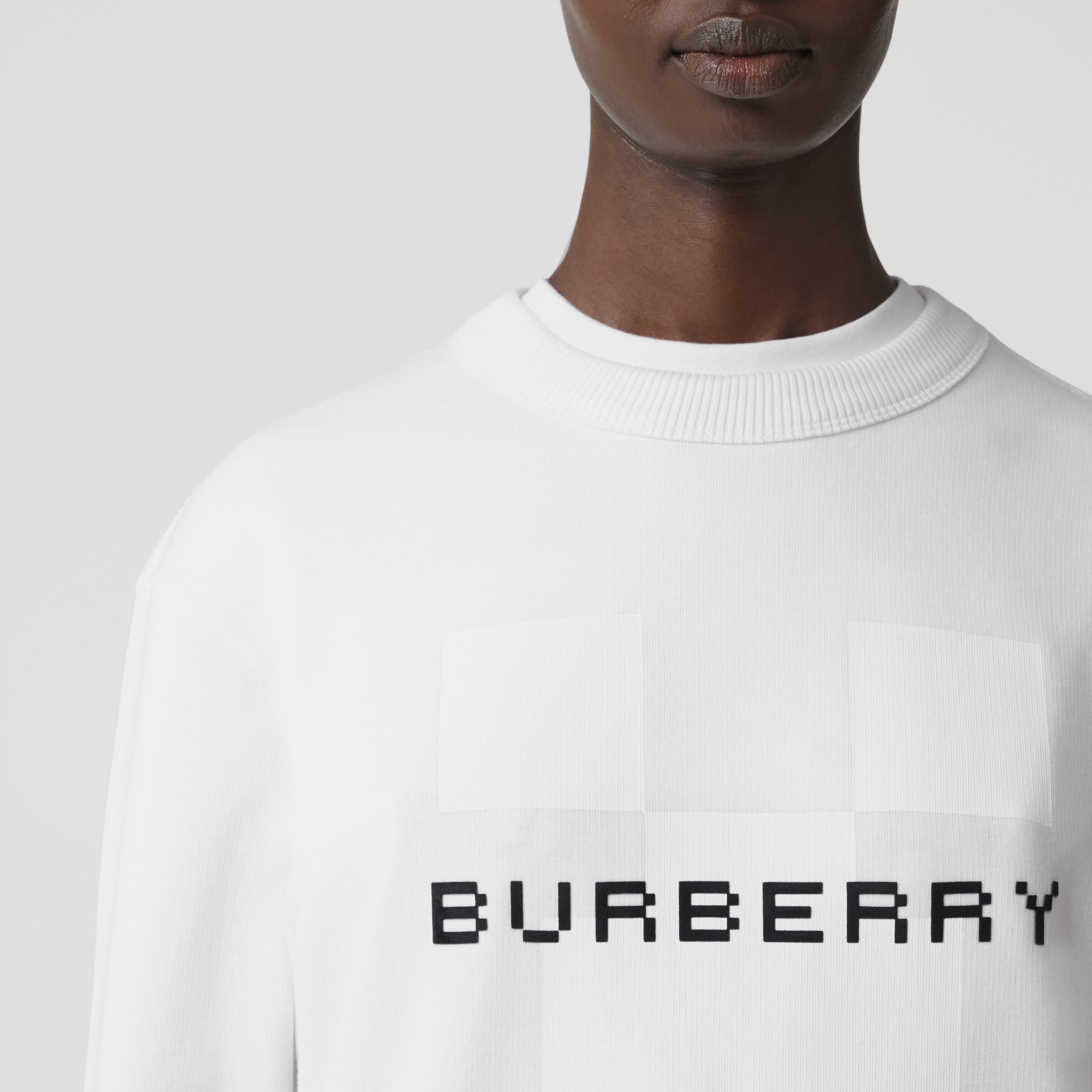 Logo Print Cotton Sweatshirt in White - Women | Burberry® Official - 2