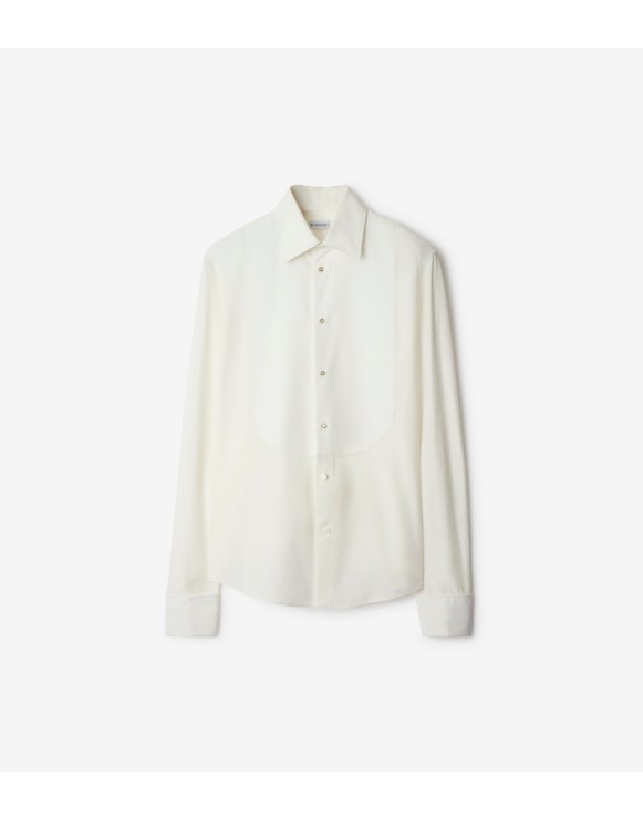 Camicia da smoking in cotone e seta con vestibilità slim