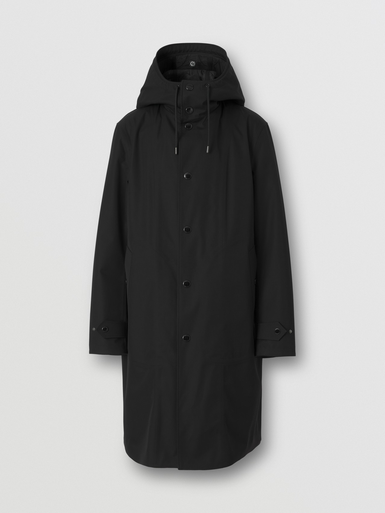 Cotton Hooded Car Coat with Warmer in Black