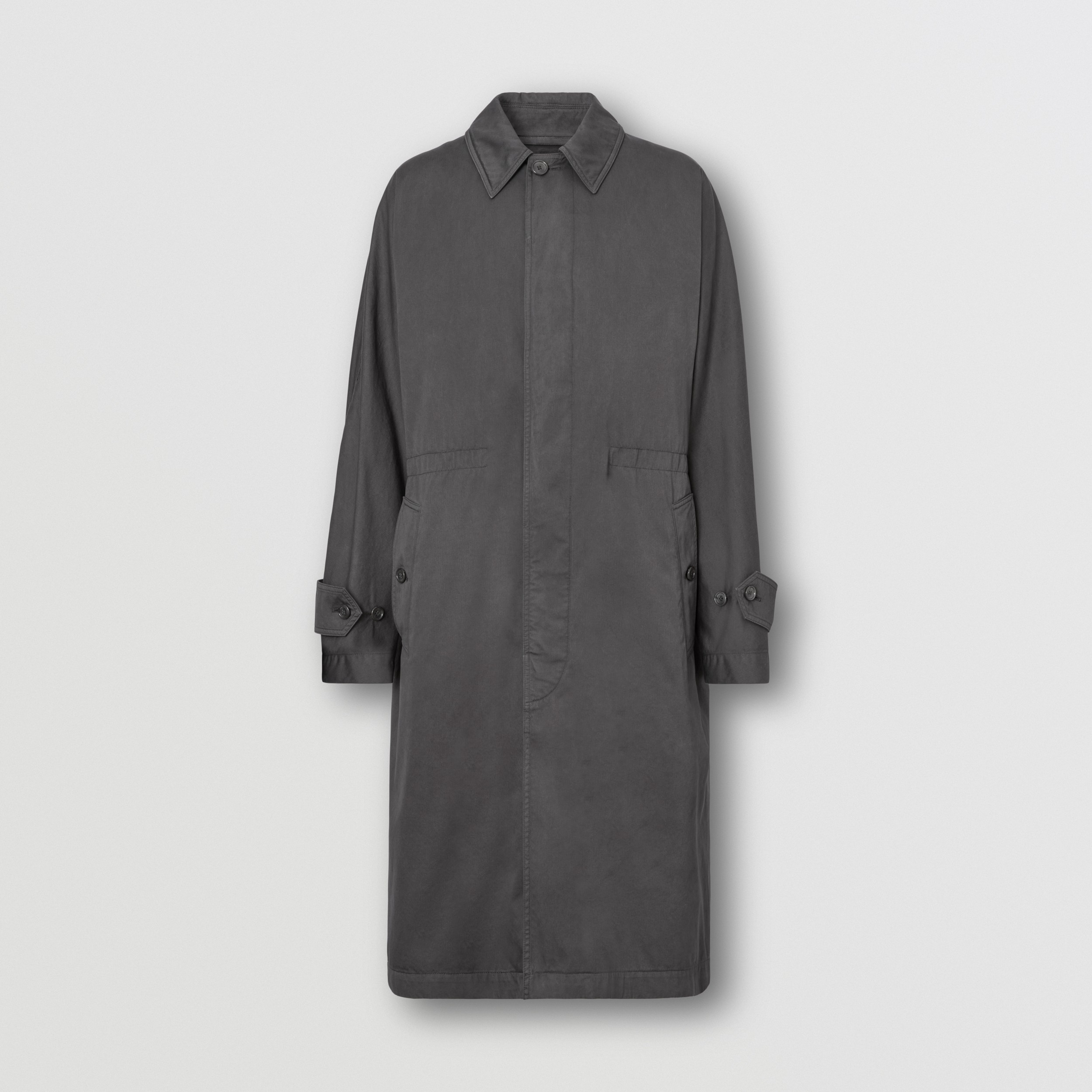 Cotton Twill Drawcord Car Coat in Dark Grey Melange - Men | Burberry® Official - 4