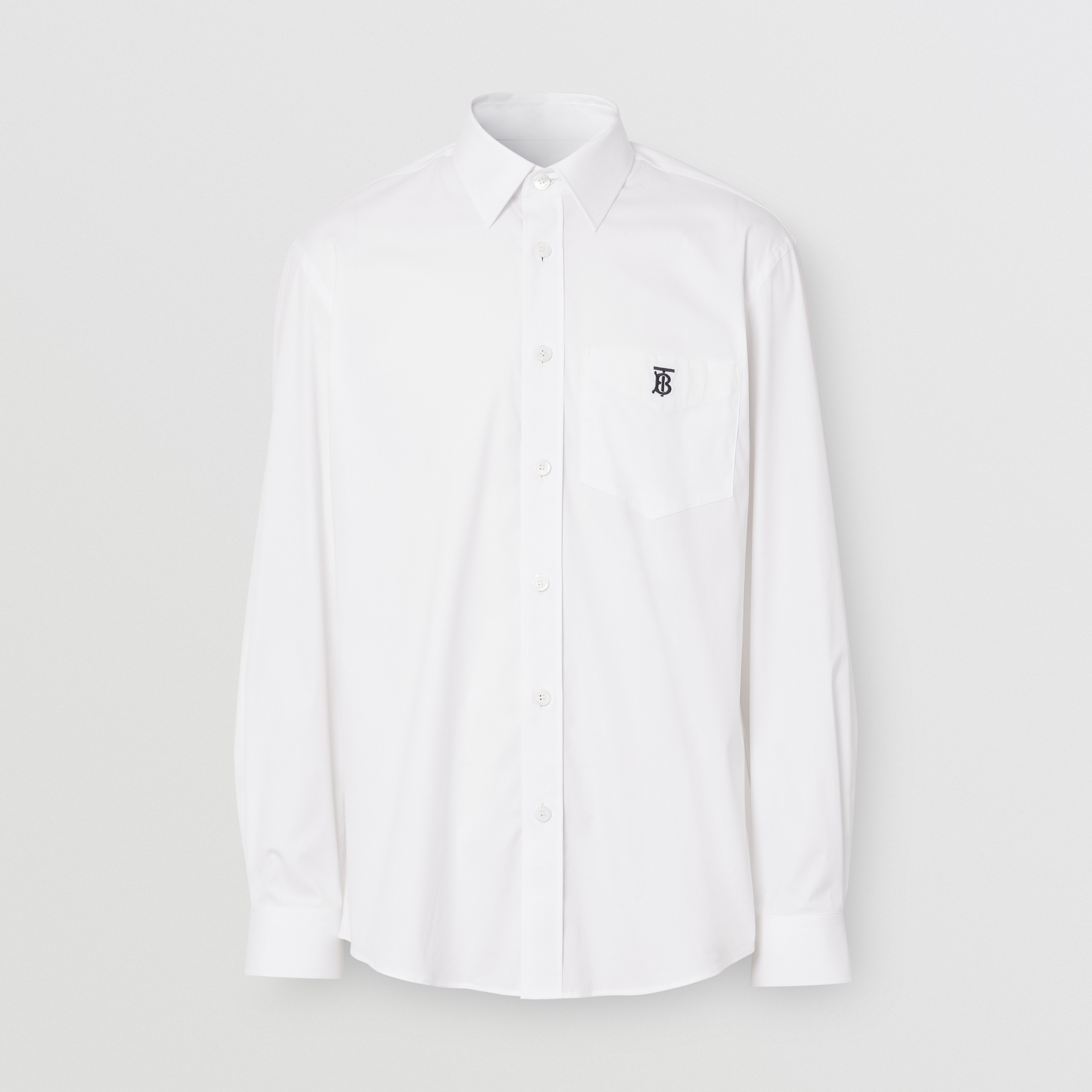 Monogram Motif Technical Cotton Shirt in White - Men | Burberry® Official - 4
