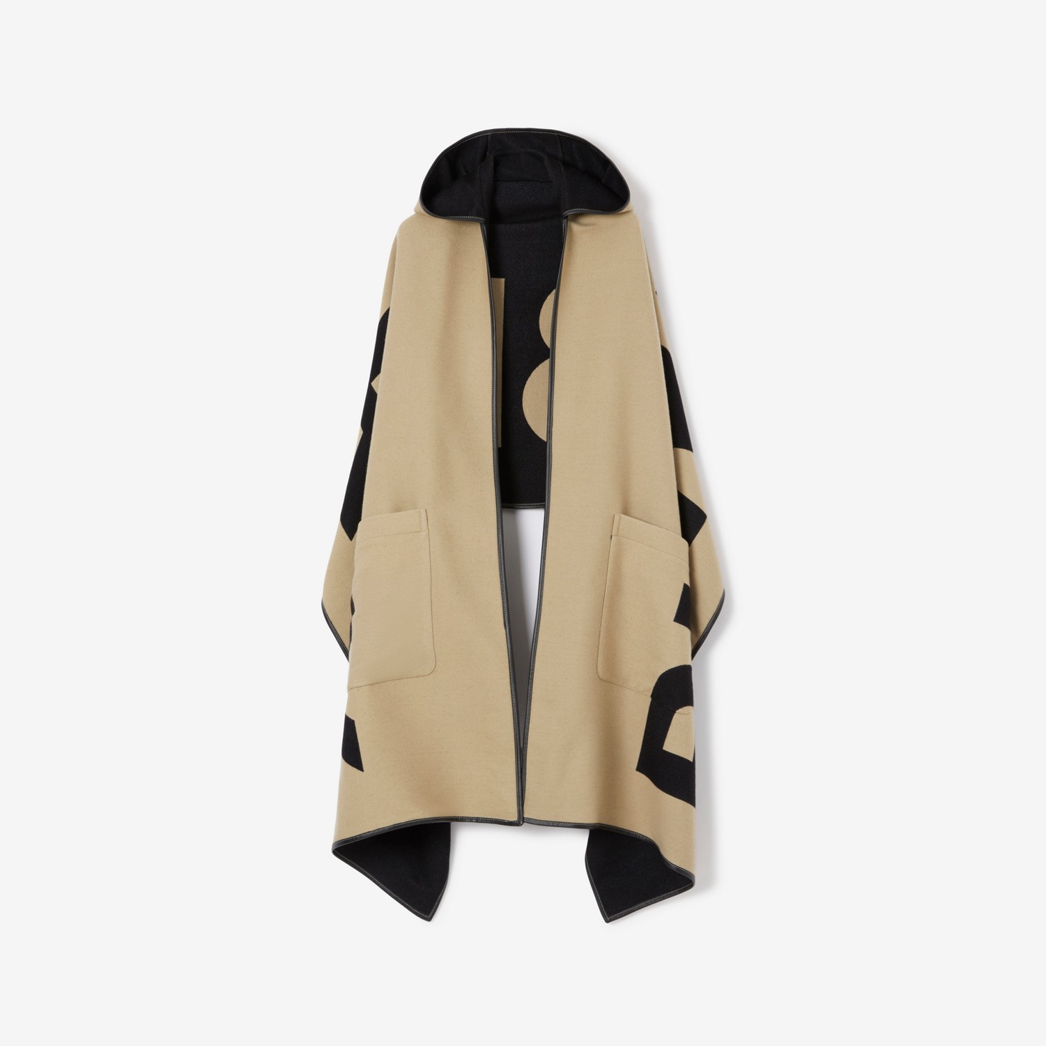 Cape à capuche en laine et coton avec logo (Beige D'archive) | Site officiel Burberry®