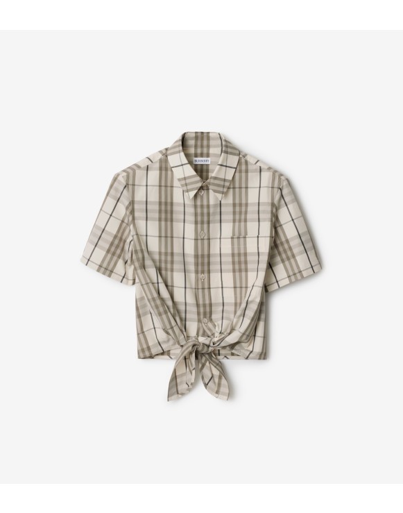 Cropped Check Cotton Shirt